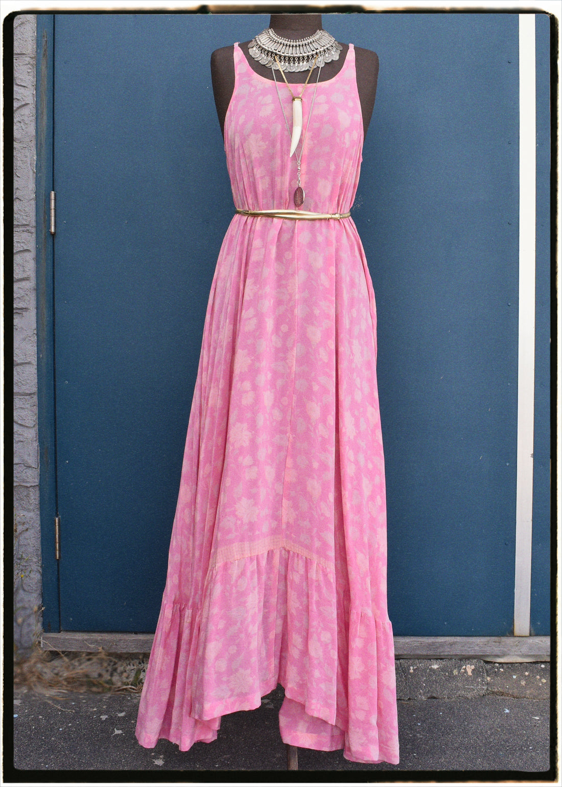Eustoma Silk Crepe Swing Maxi Dress ~ Marshmallow XL
