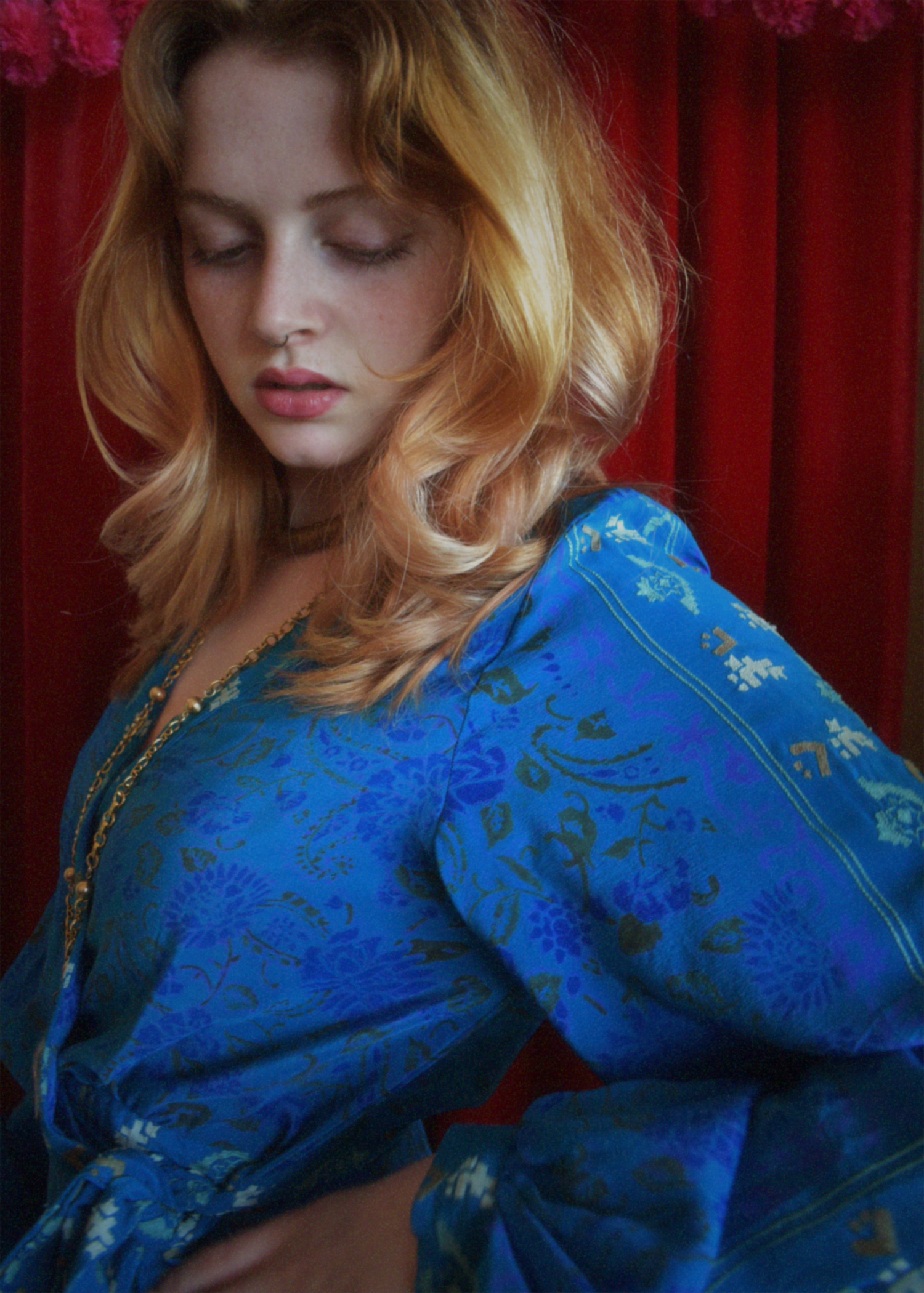 Caladium Wrap Silk Dress ~ Baleine M