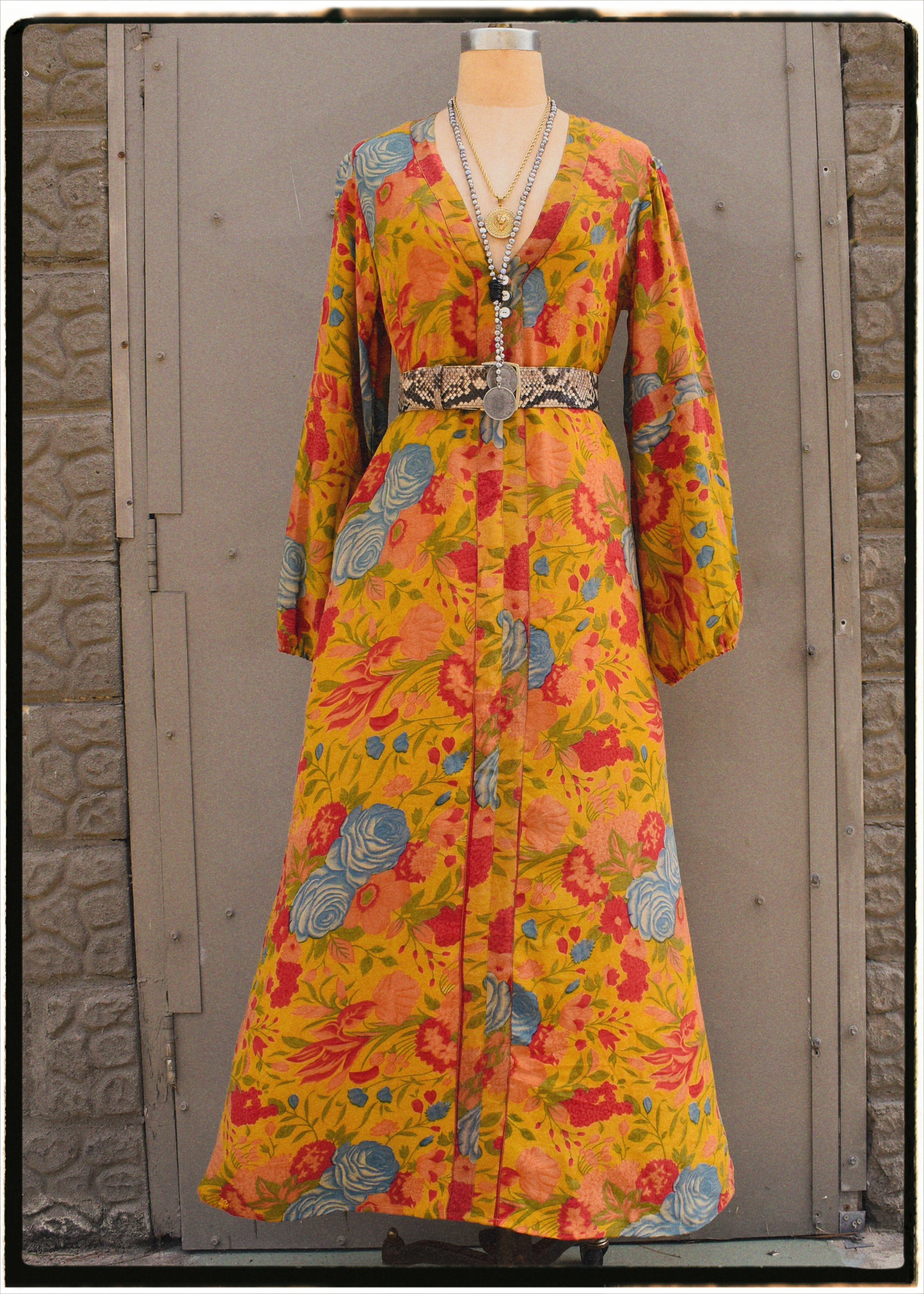 Zea Silk Crepe Kaftan Maxi Dress ~  Mimosa S
