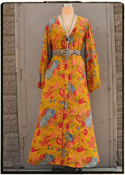 Zea Silk Crepe Kaftan Maxi Dress ~  Mimosa S
