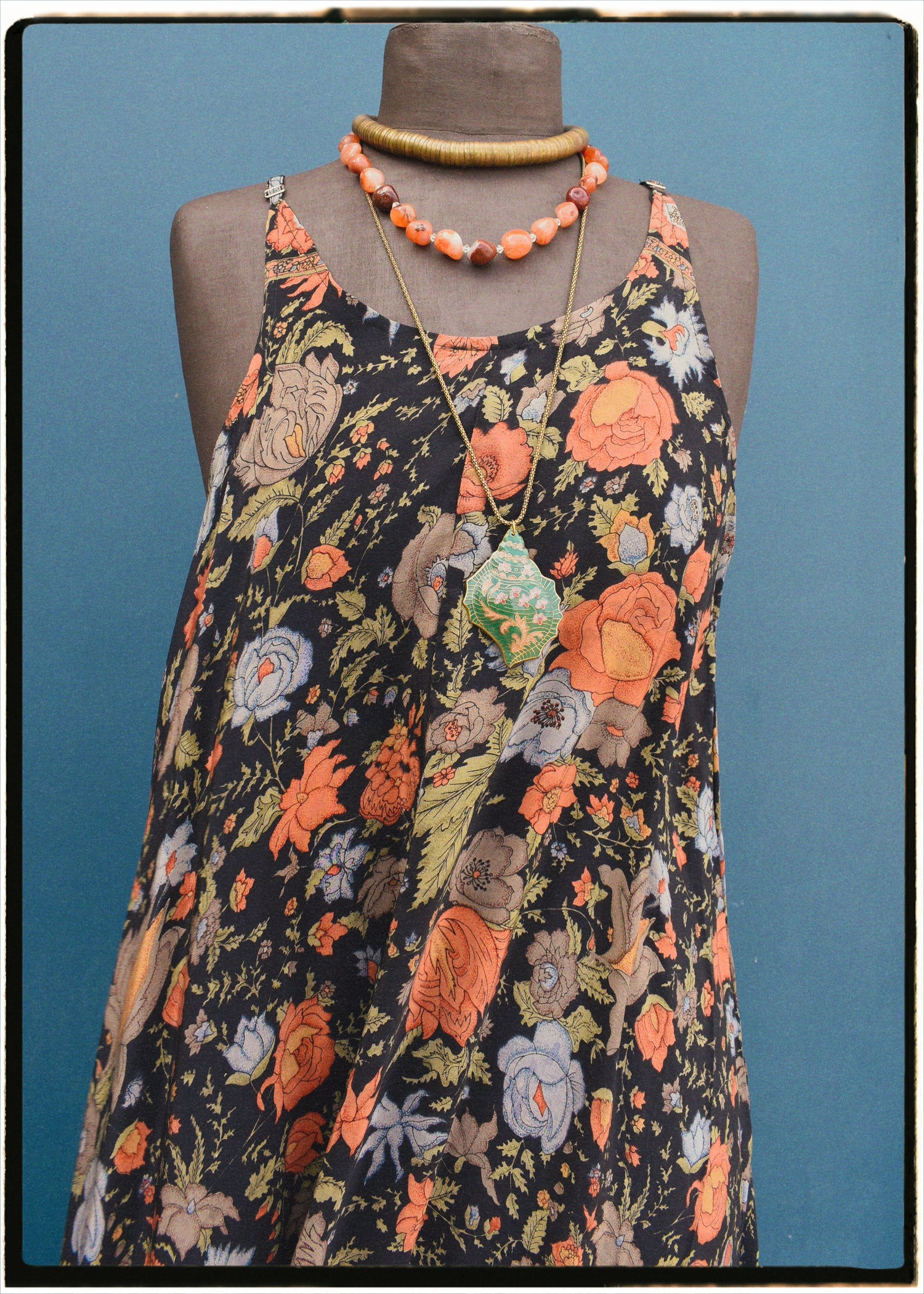 Eustoma Silk Crepe Swing Maxi Dress ~ Midnight L