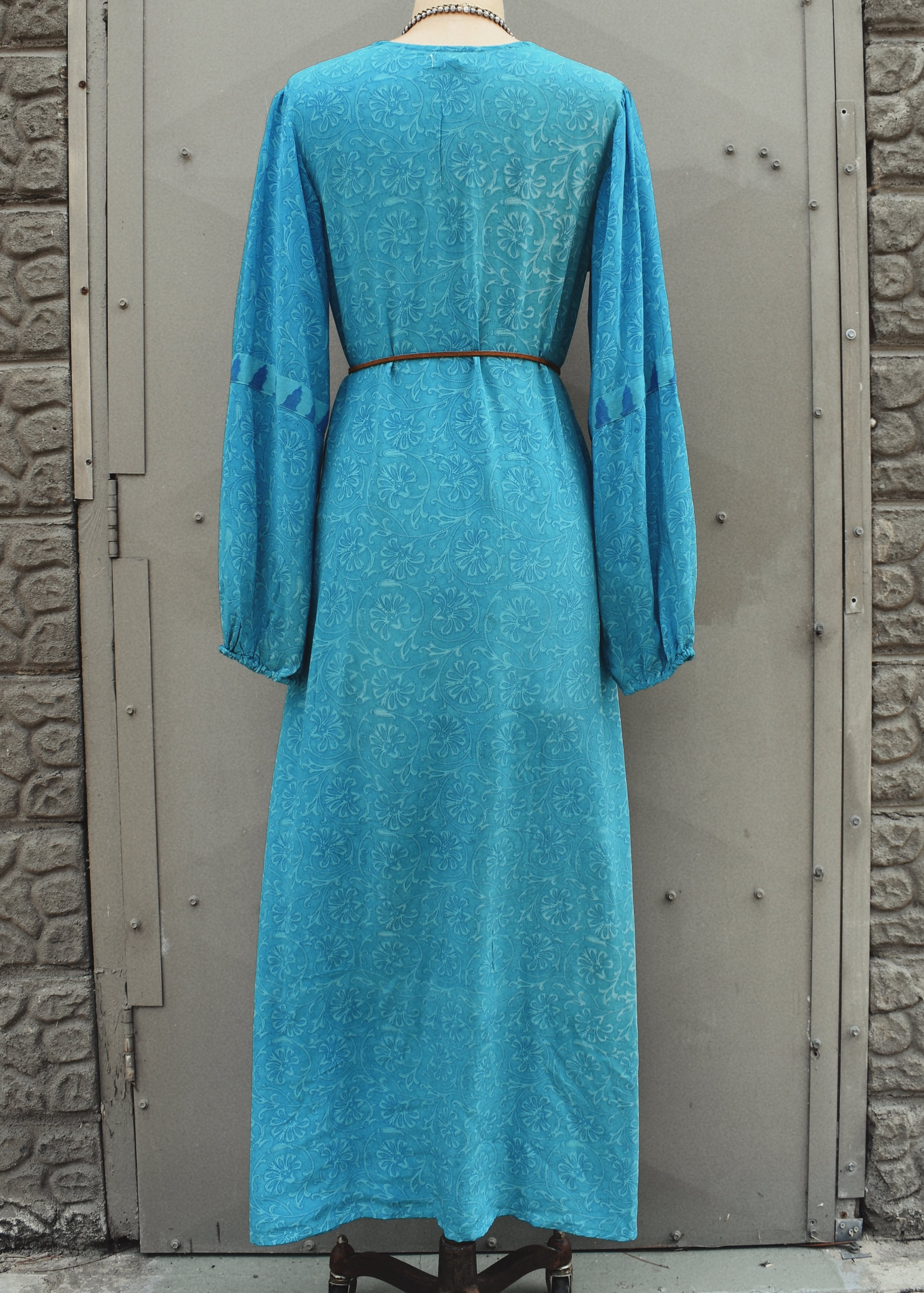 Zea Silk Crepe Kaftan Maxi Dress ~ Bluebird S