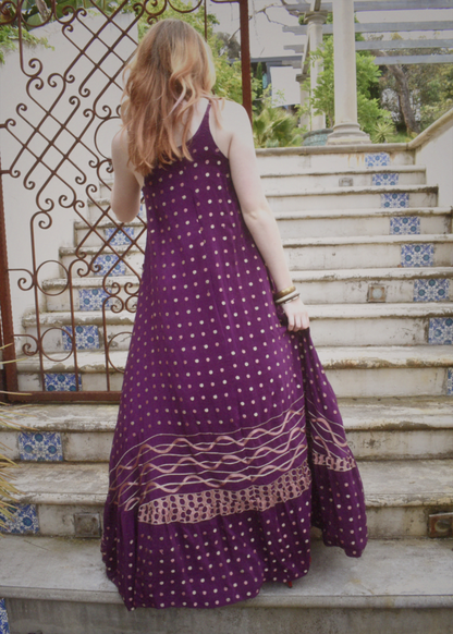 Eustoma Silk Crepe Swing Maxi Dress ~  Amaranth S