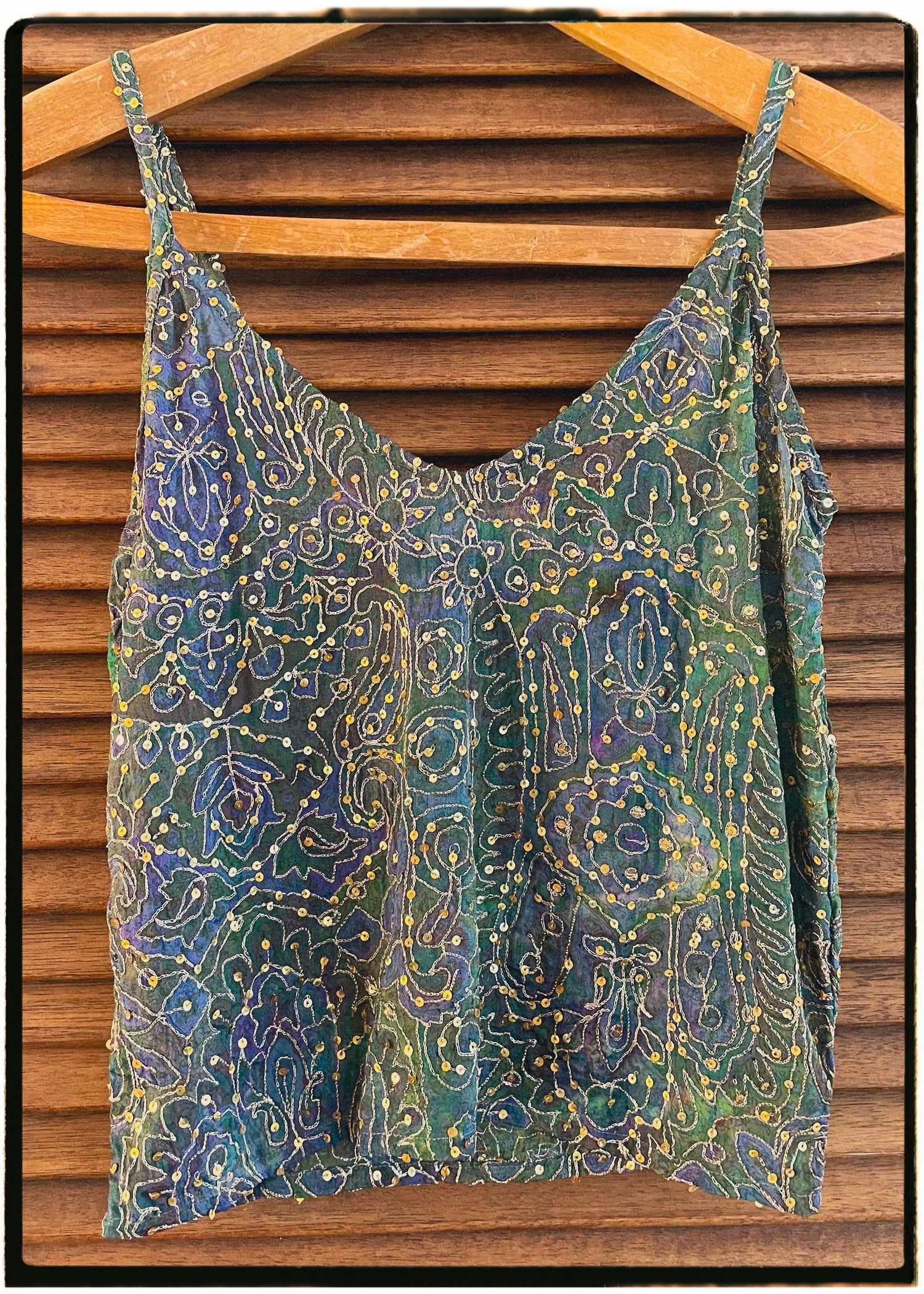 Reseda Silk Crepe Camisole Top ~ Fern XS