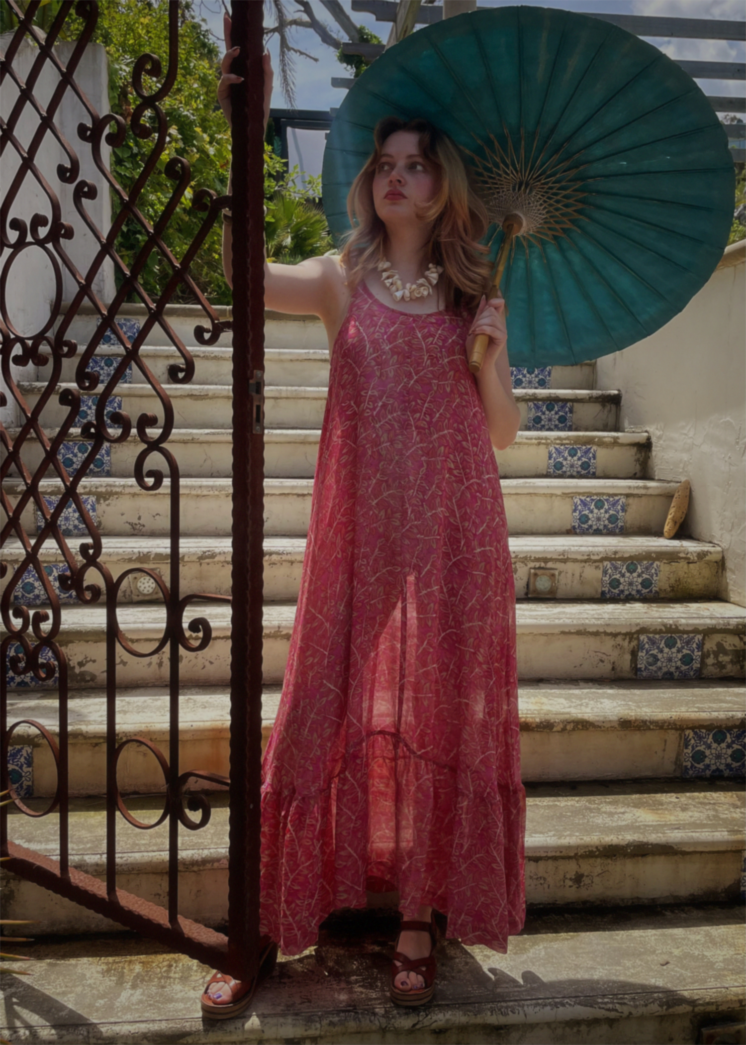 Eustoma Silk Crepe Swing Maxi Dress ~ Camelia M