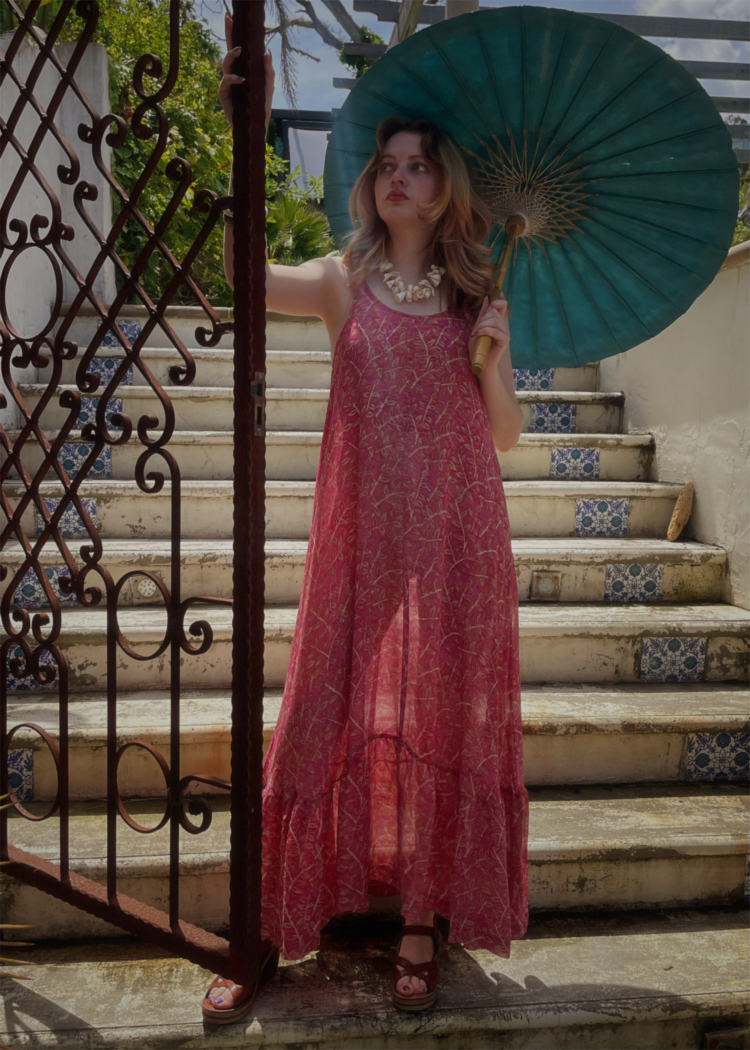 Eustoma Silk Crepe Swing Maxi Dress ~ Camelia M