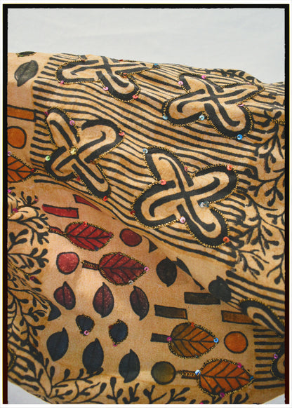 Hoya Silk Crepe Balloon Sleeve Wrap Top ~  Festival L