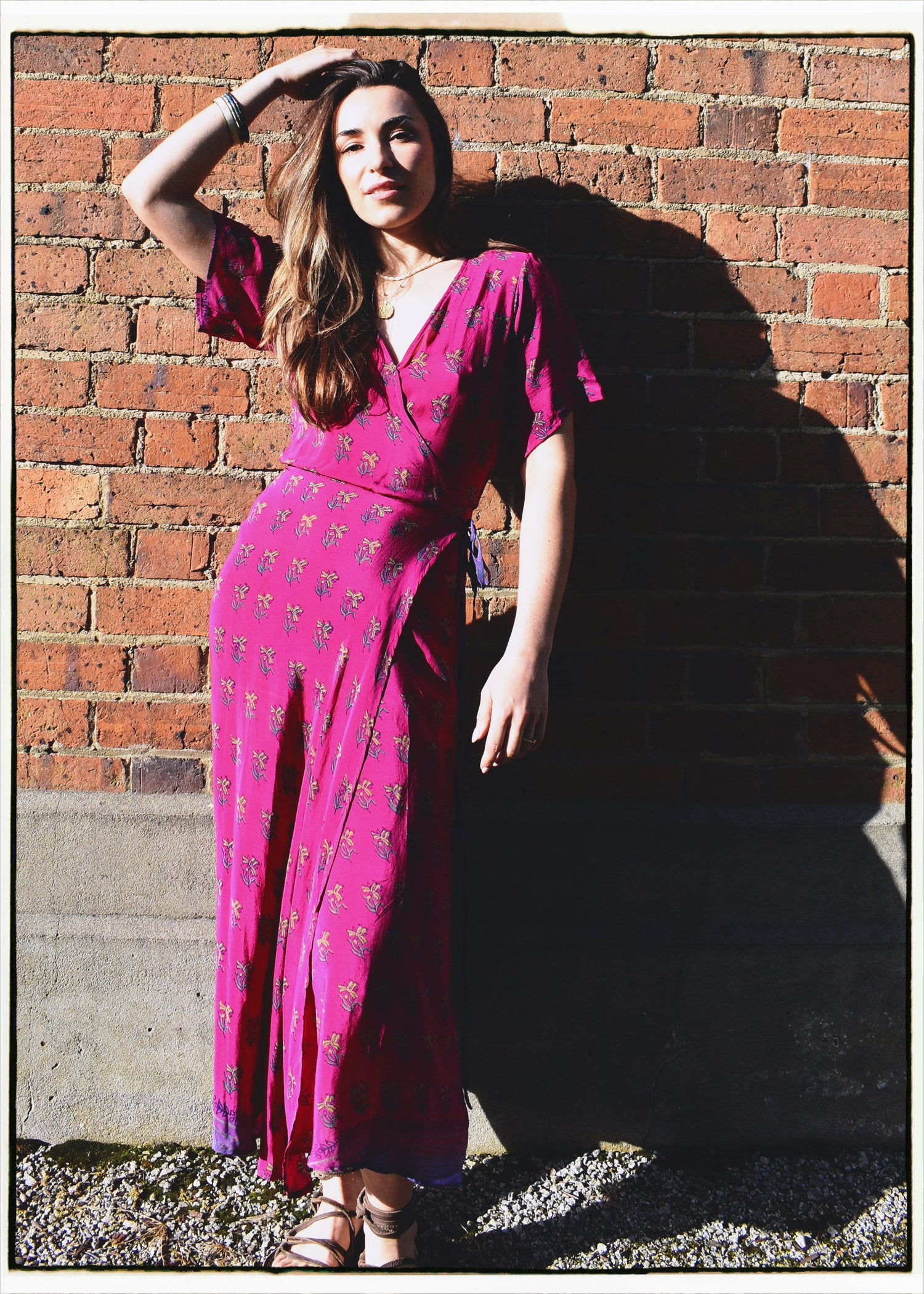 Liatris Silk Crepe Flutter Sleeve Wrap Dress ~ Baroque XS