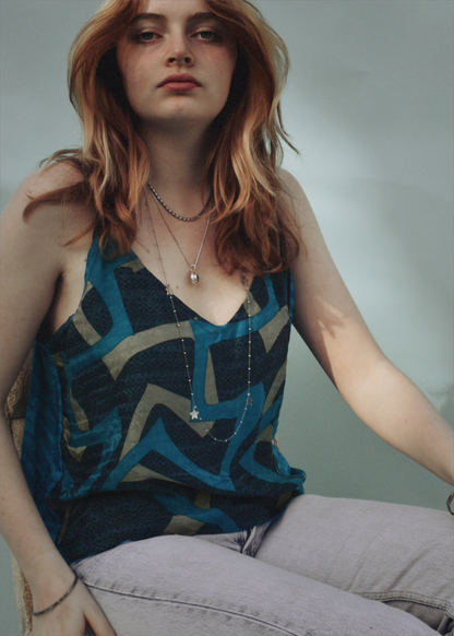 Reseda Silk Crepe Camisole Top ~ Navigate XL