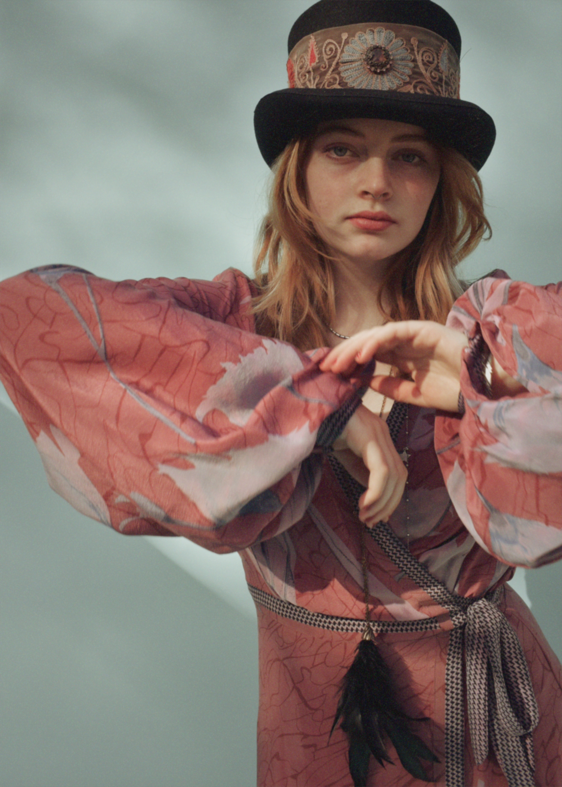 Caladium Wrap Silk Dress ~ Monsoon M