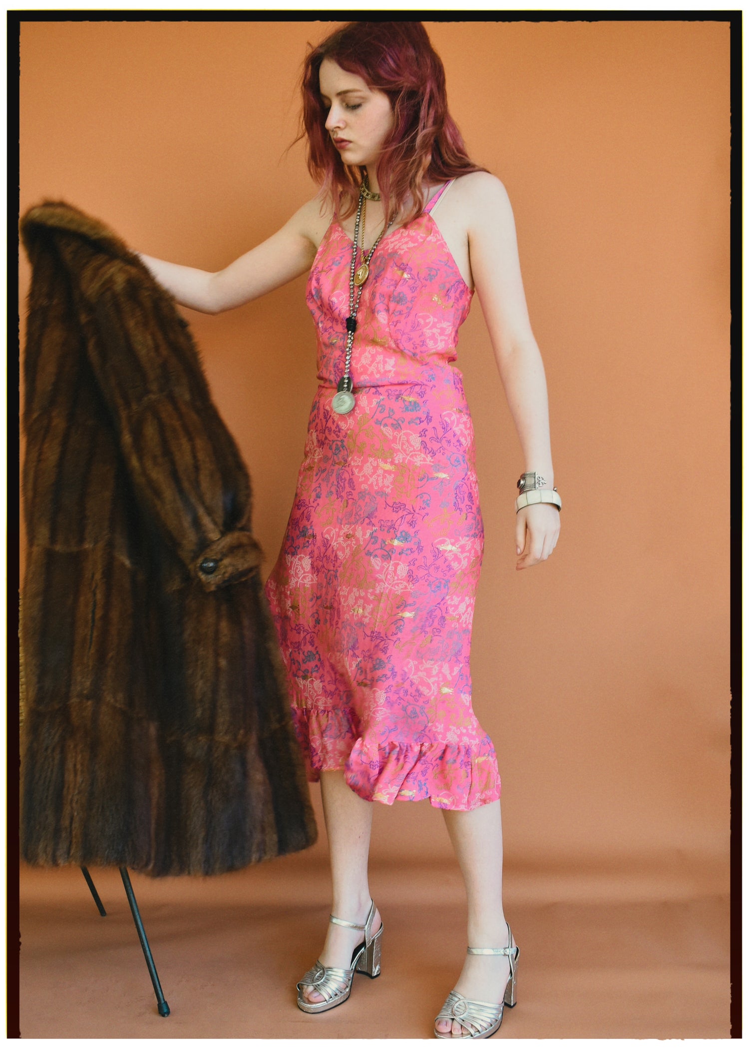 Rumex Silk Slip Dress ~ Azalea XL