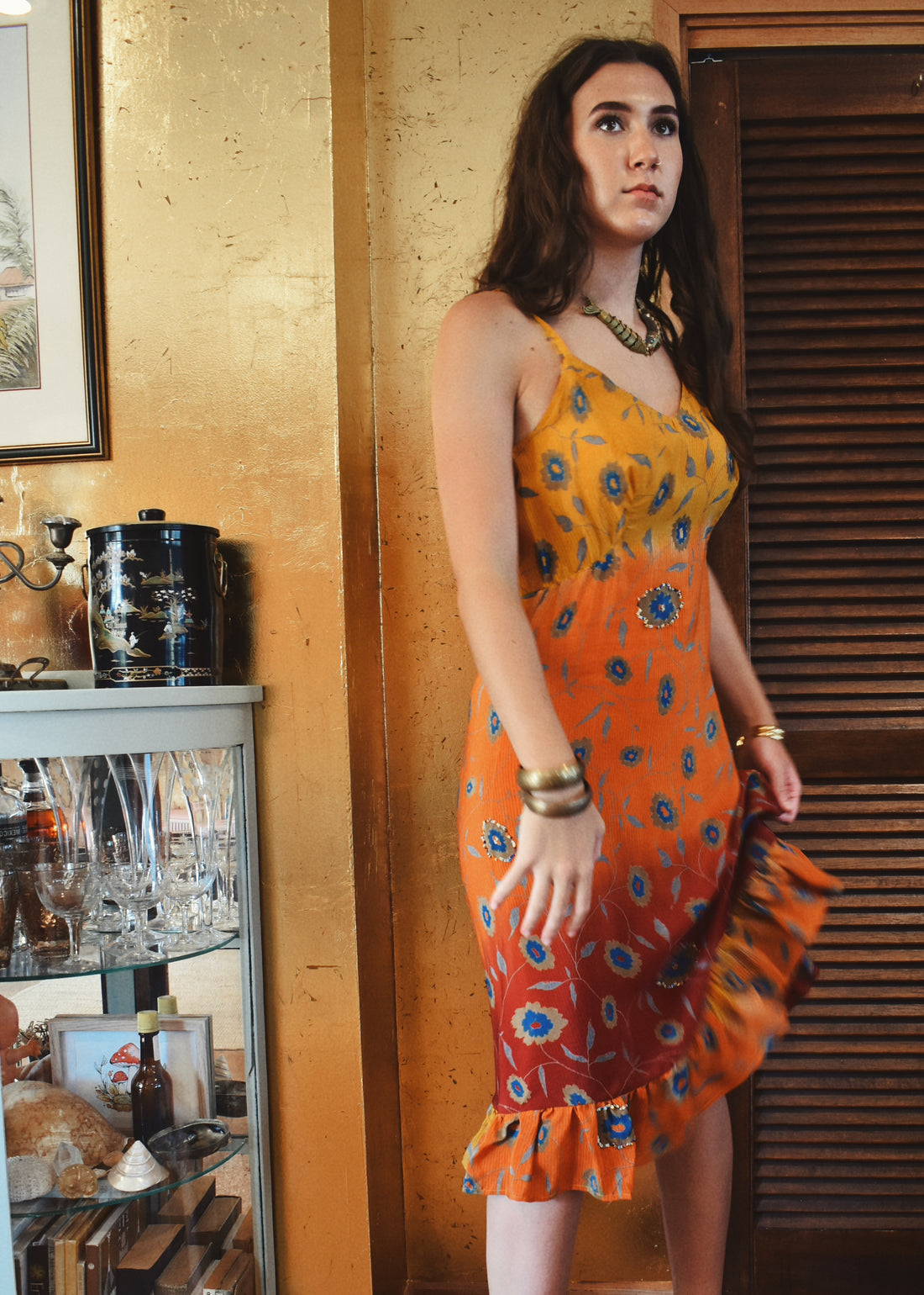 Rumex Silk Slip Dress ~ Tequila Sunrise S