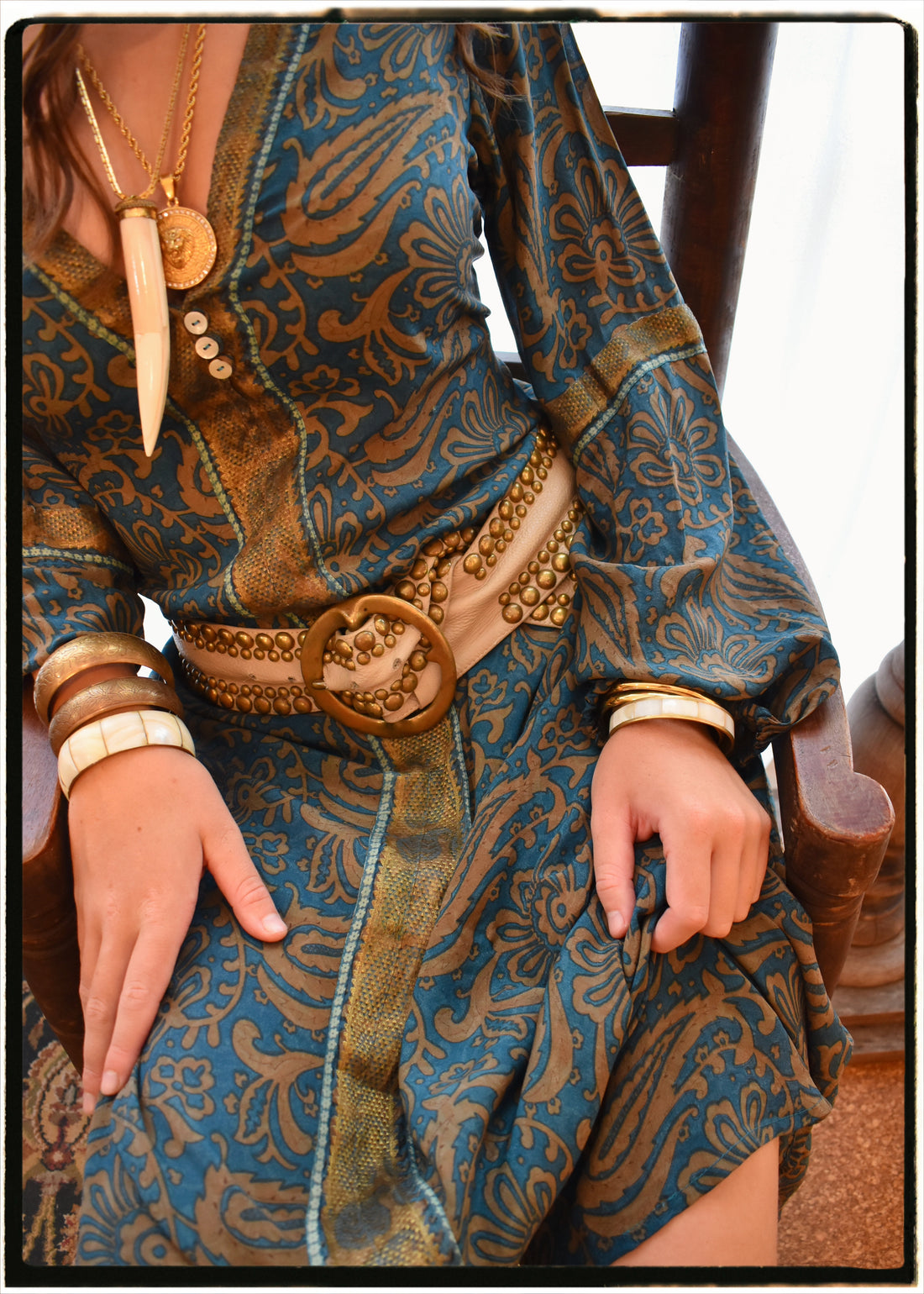 Zea Silk Crepe Kaftan Maxi Dress ~ Cleopatra L