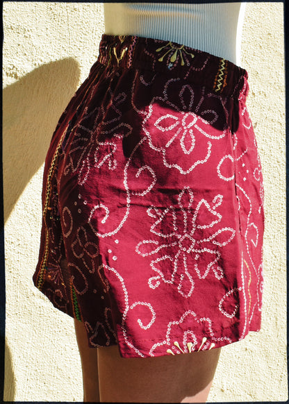 Fumaria Silk Shorts ~ Pomegranate XS