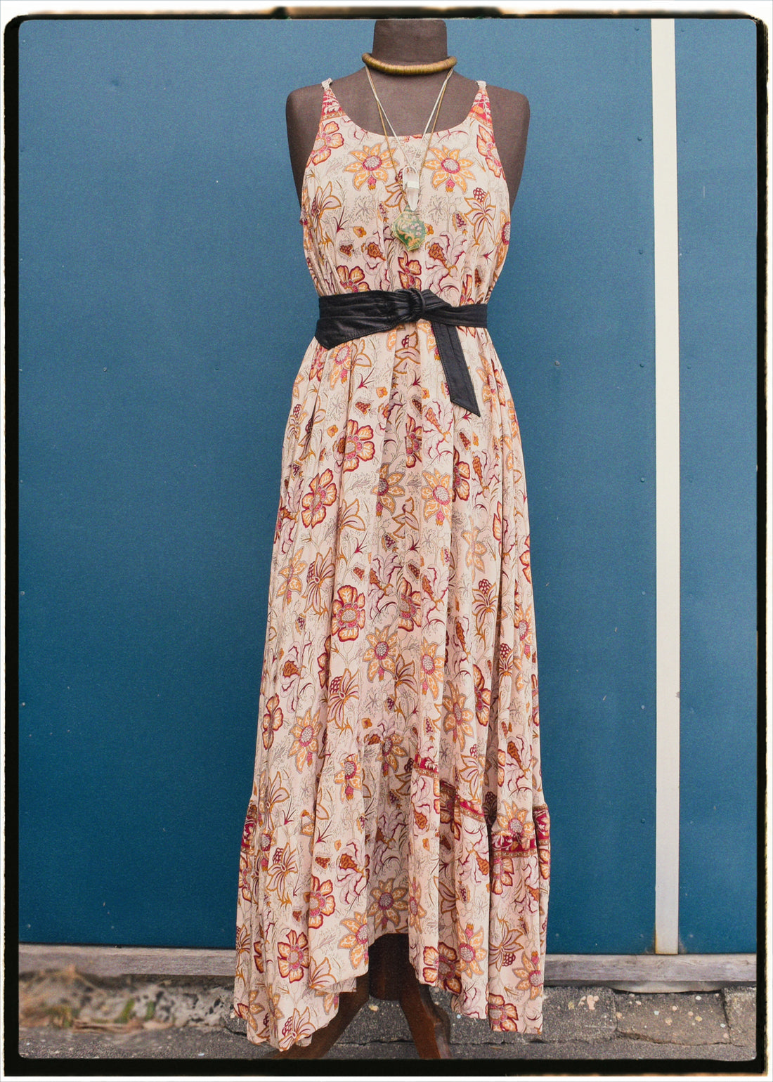 Eustoma Silk Crepe Swing Maxi Dress ~ Solitary L