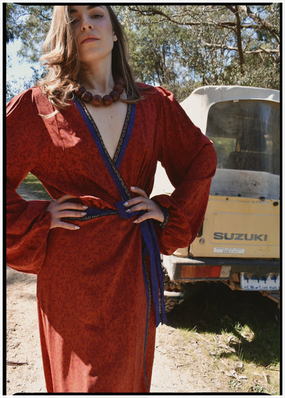Caladium Wrap Silk Dress ~ Rhythmic L
