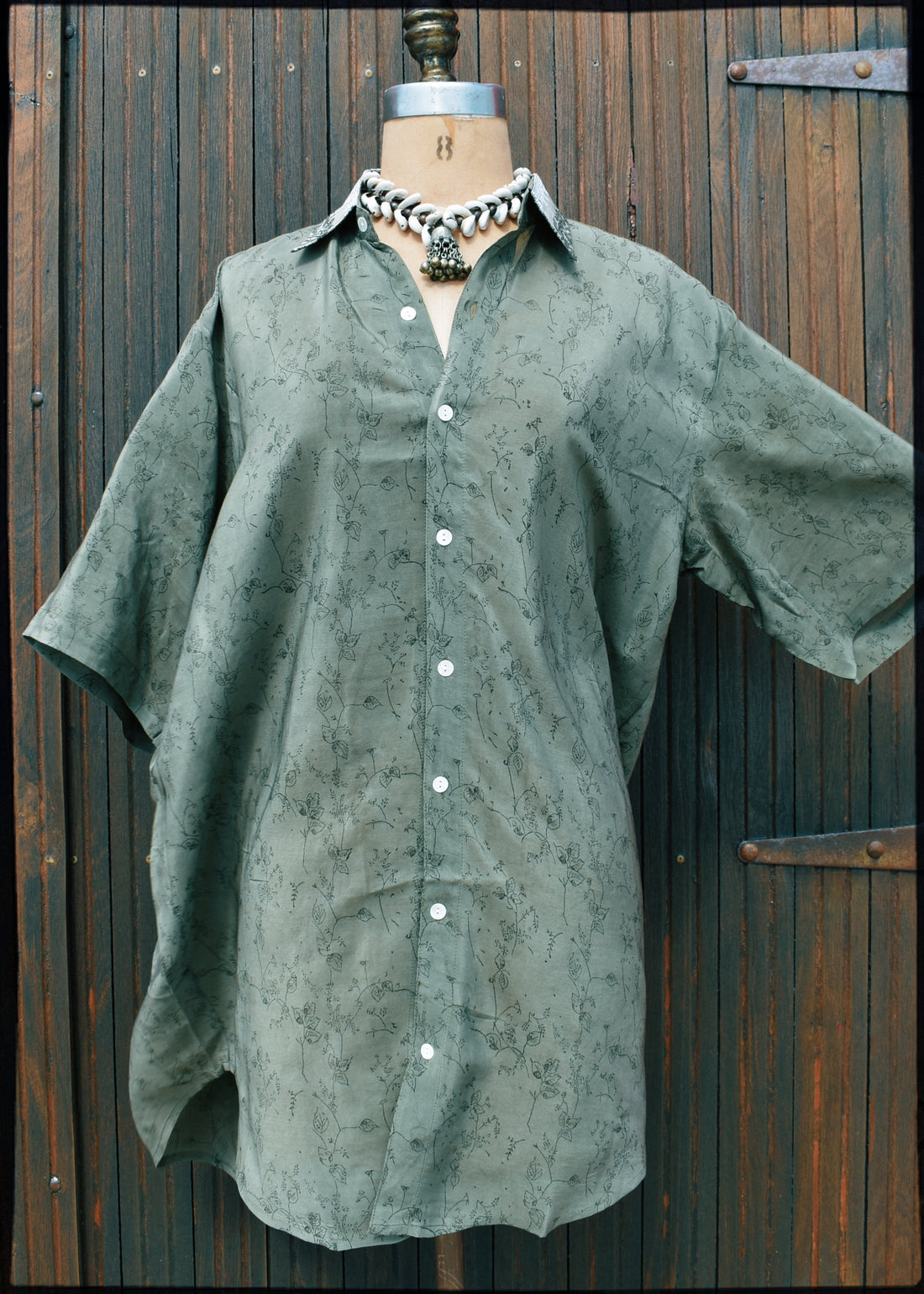 Astralagus Silk Crepe Oversized Shirt ~ Moss