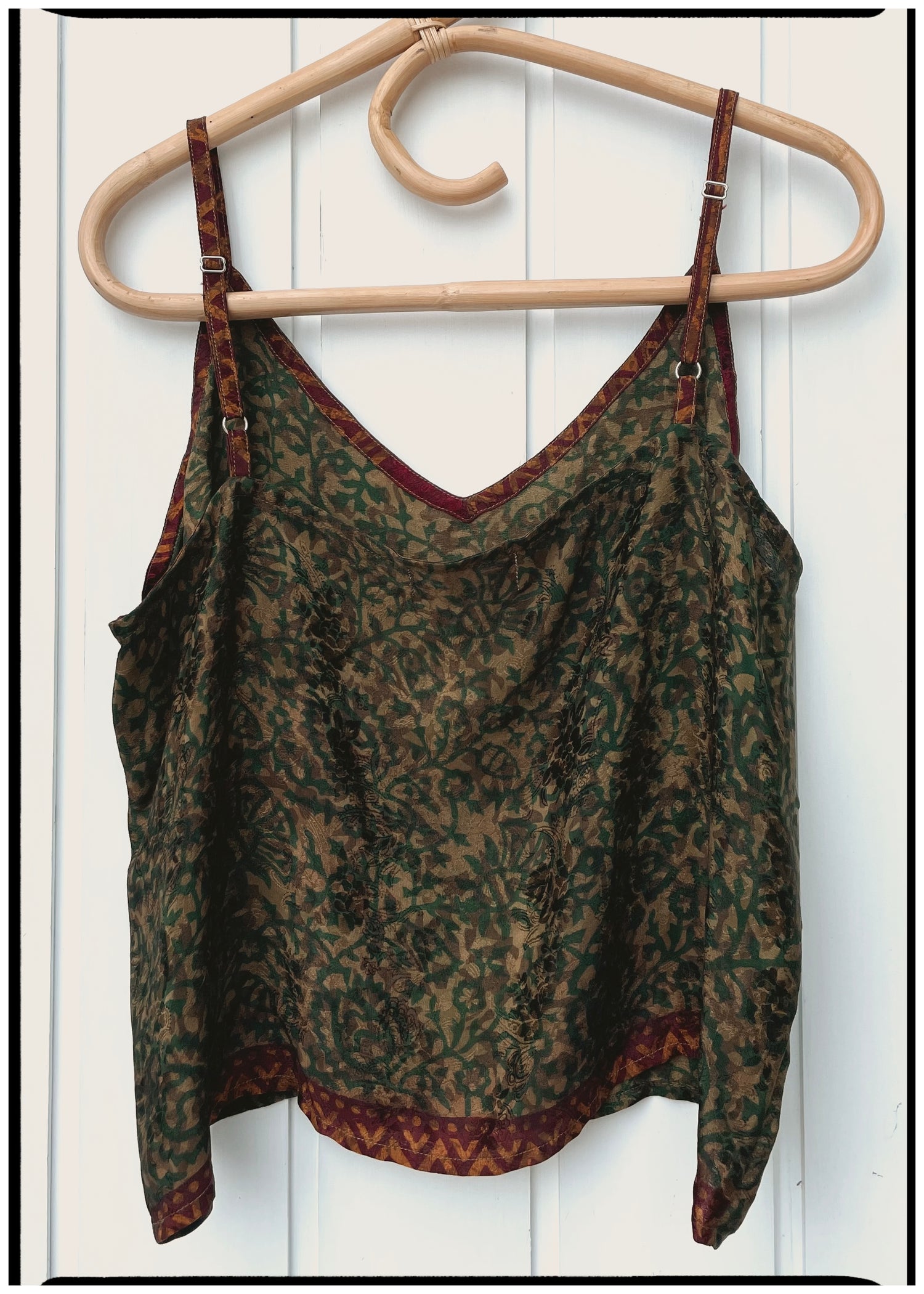 Reseda Silk Crepe Camisole Top ~ Jungle XL