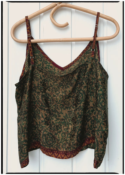 Reseda Silk Crepe Camisole Top ~ Jungle XL