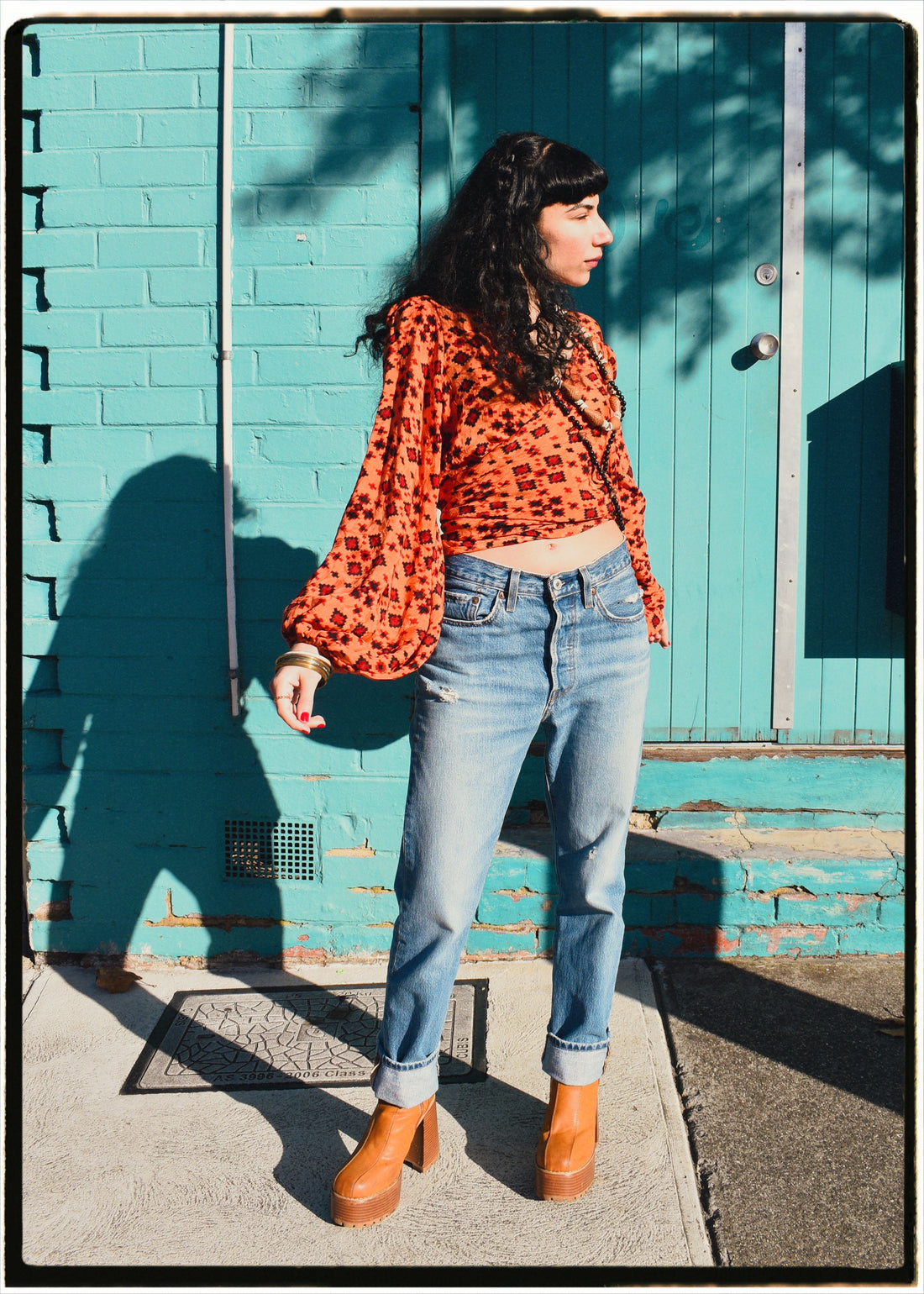 Hoya Silk Crepe Balloon Sleeve Wrap Top ~ Oriole M