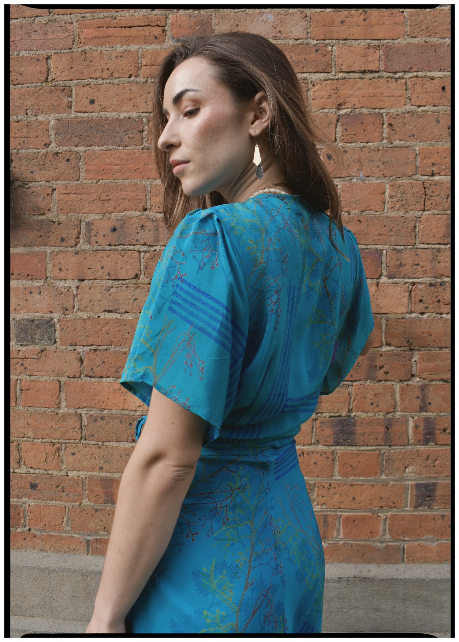 Liatris Silk Crepe Flutter Sleeve Wrap Dress ~ Stellar L