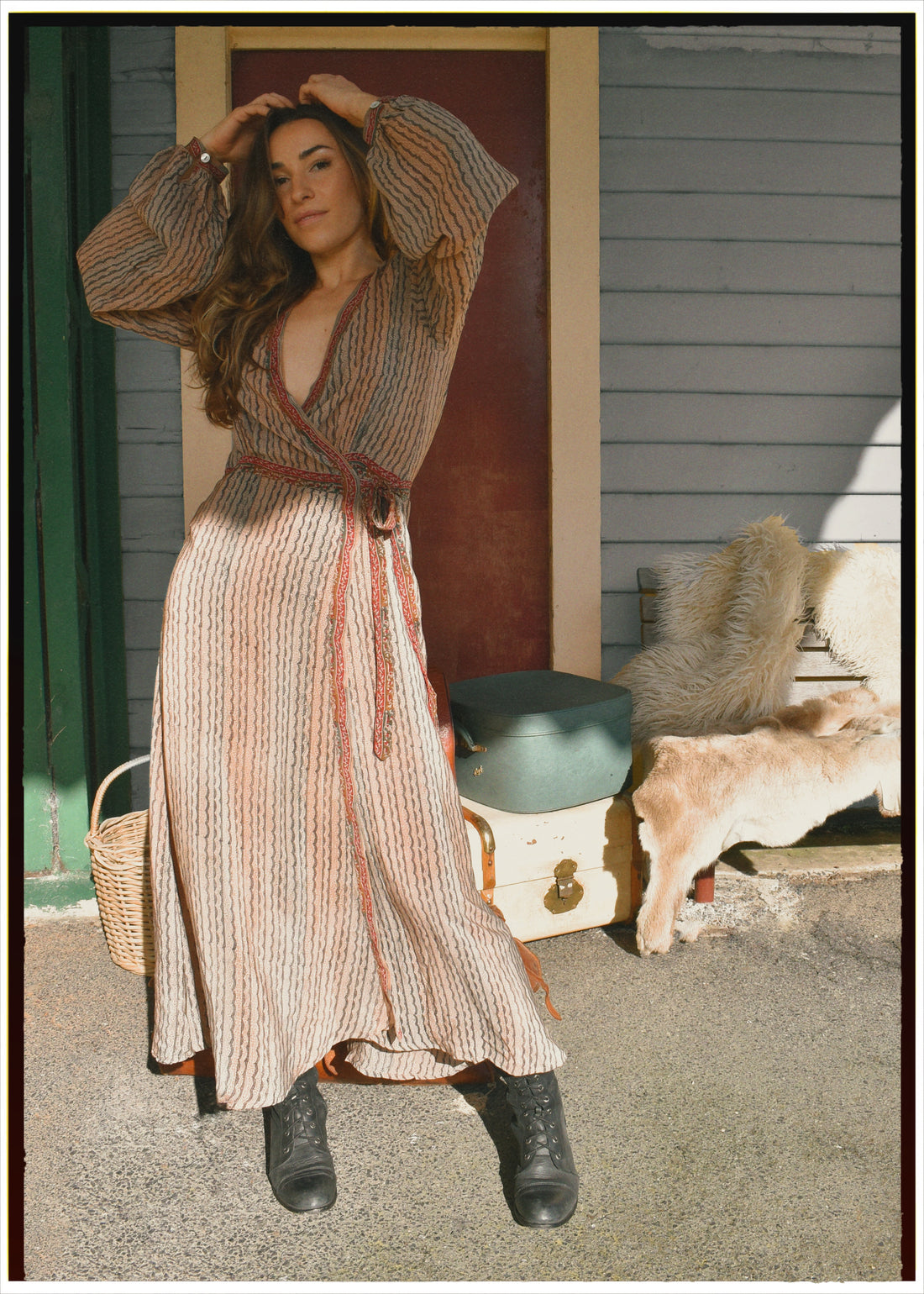 Caladium Silk Wrap Dress ~ Bark XS
