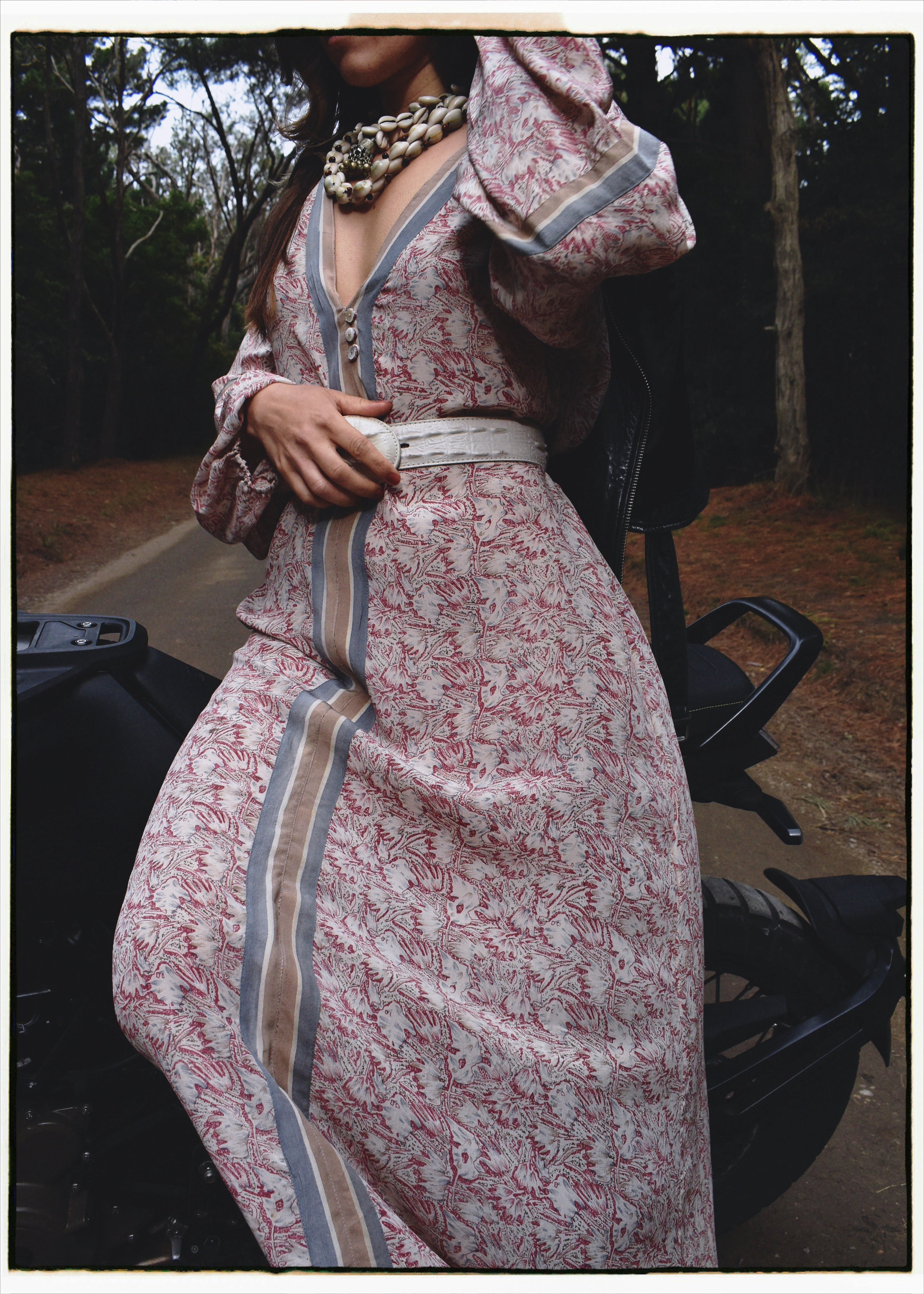Zea Silk Crepe Kaftan Maxi Dress ~  Woodrose XL