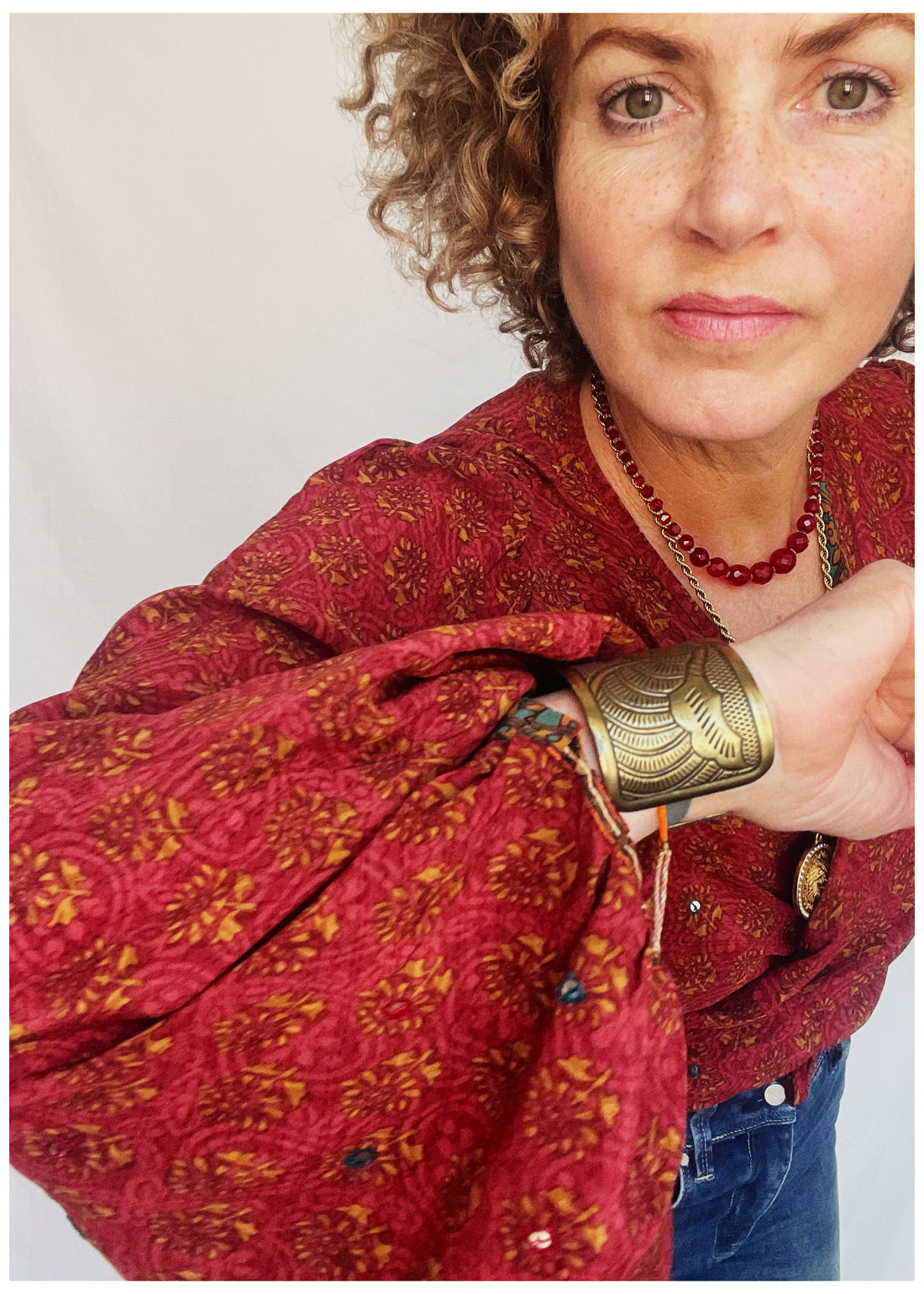 Hoya Silk Crepe Balloon Sleeve Wrap Top ~ Tango XL