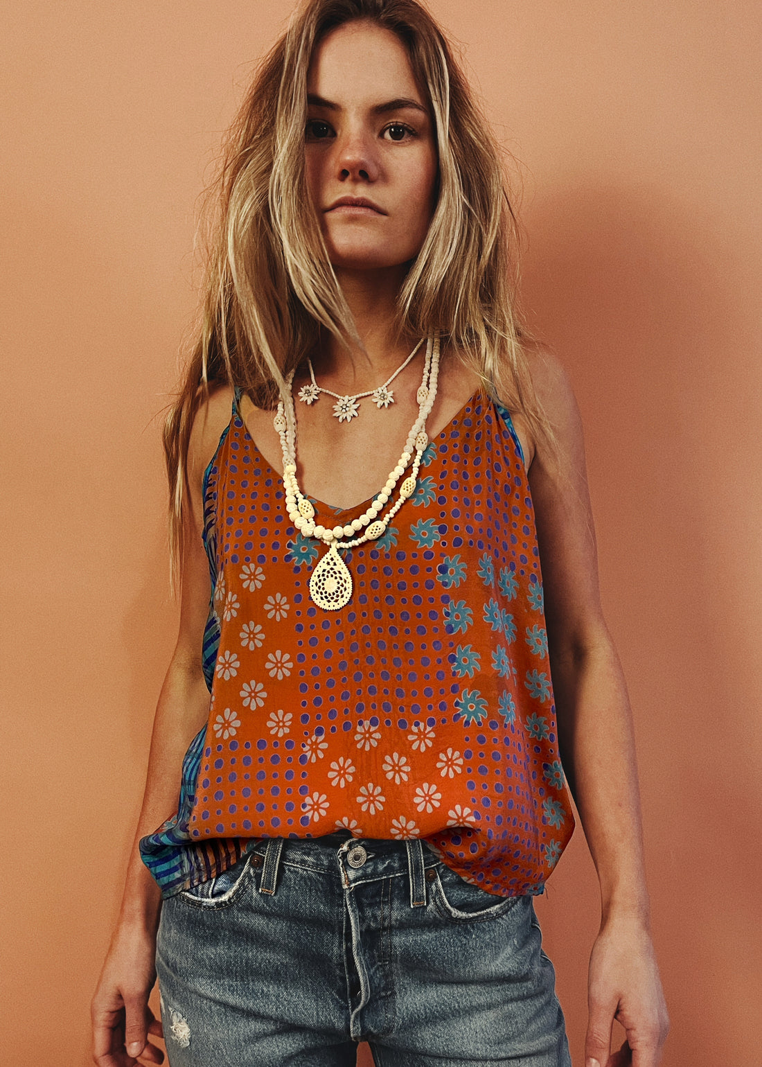 Reseda Silk Crepe Camisole Top ~ Mecca XL