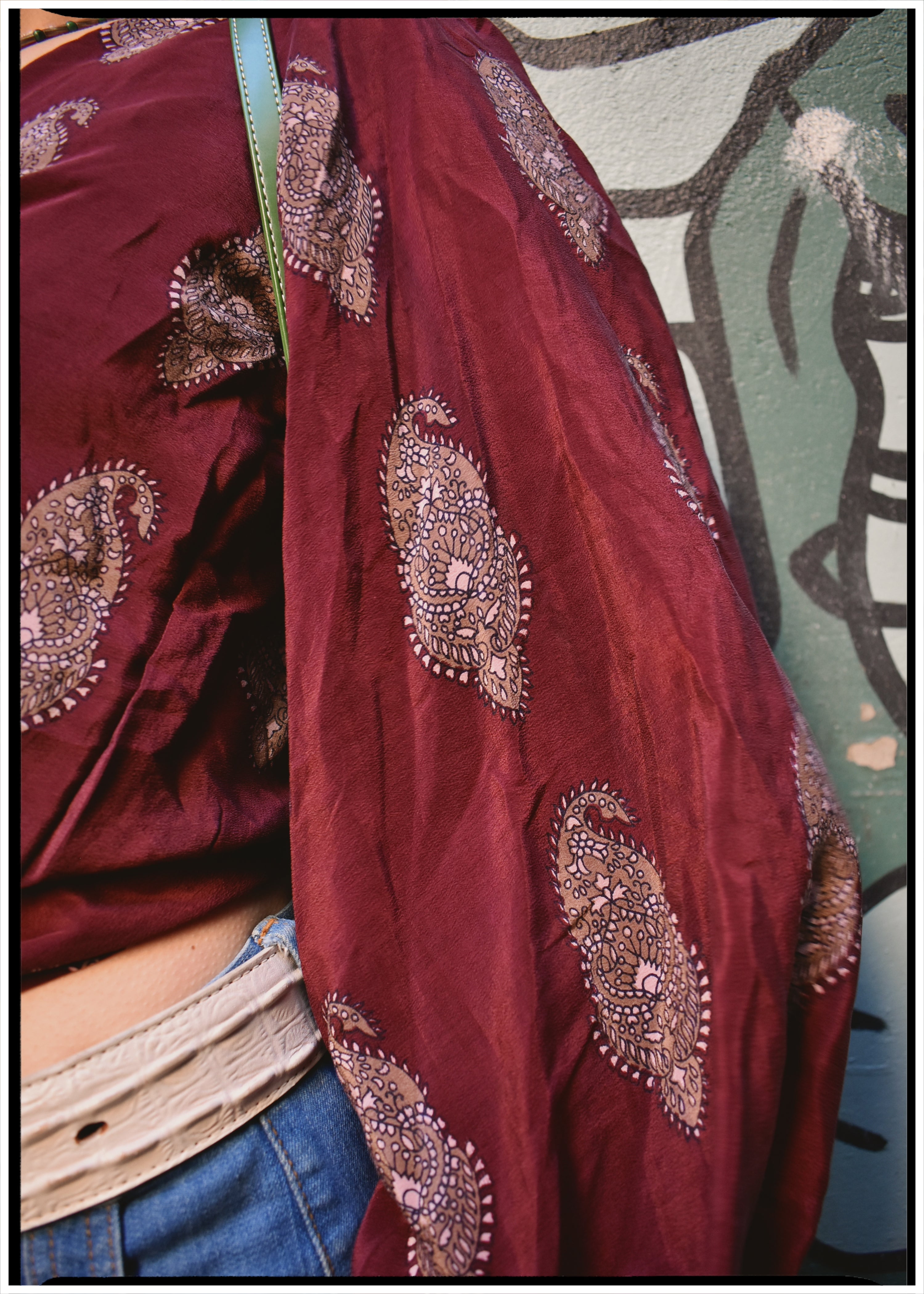 Hoya Silk Crepe Balloon Sleeve Wrap Top ~ Marsala S