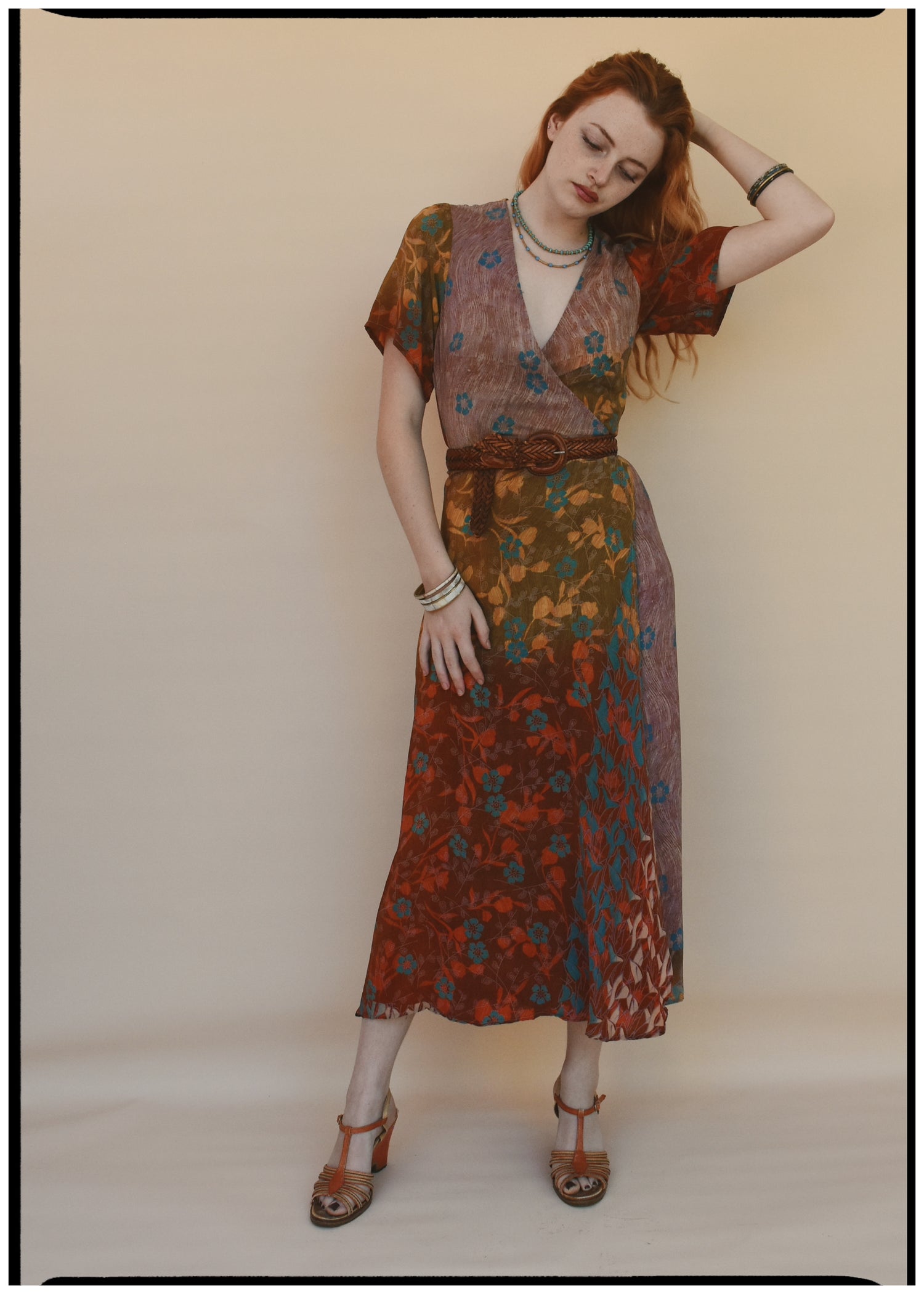 Liatris Silk Crepe Flutter Sleeve Wrap Dress ~ Persimmon XS