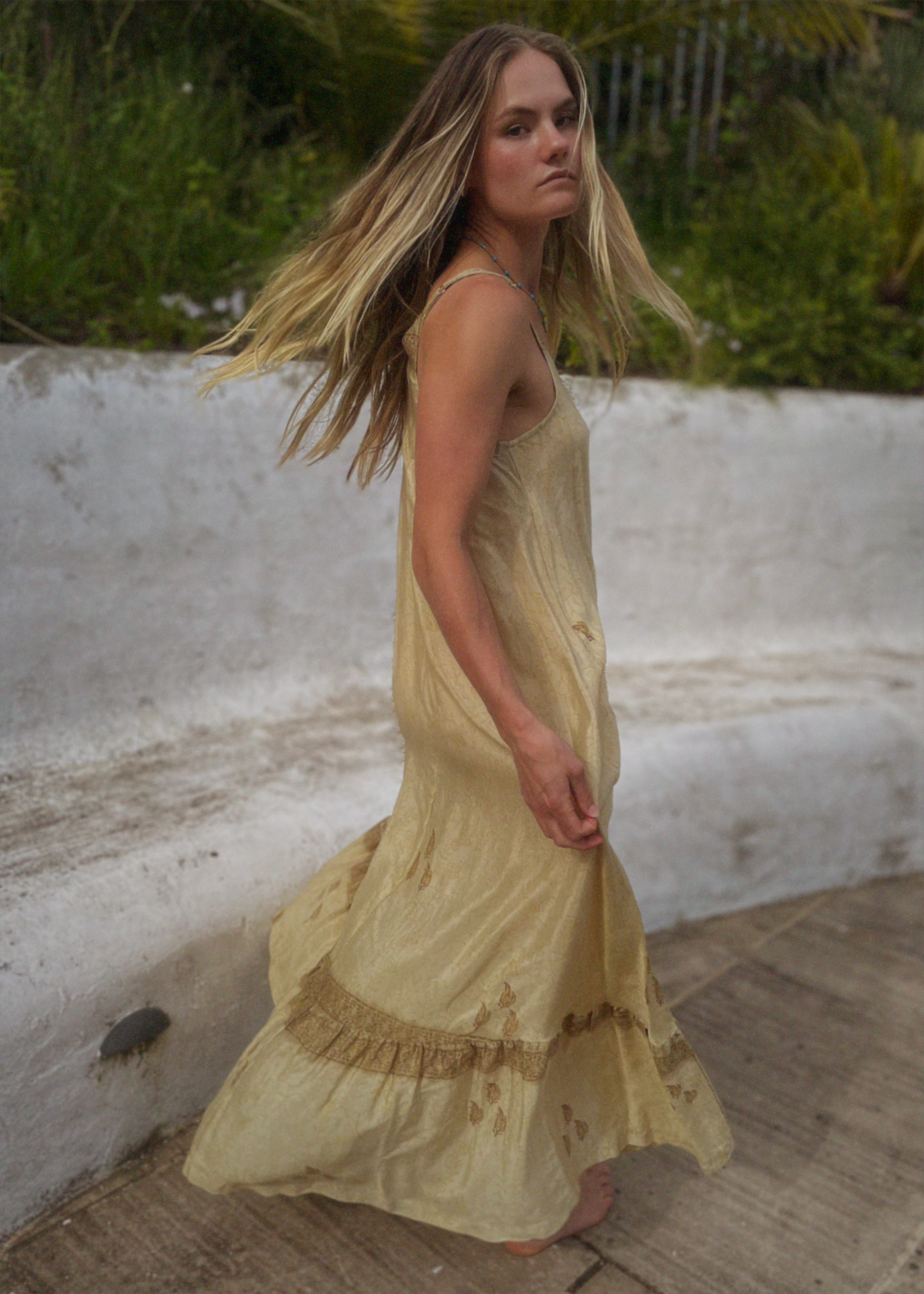 Eustoma Silk Crepe Swing Maxi Dress ~ Alesan S