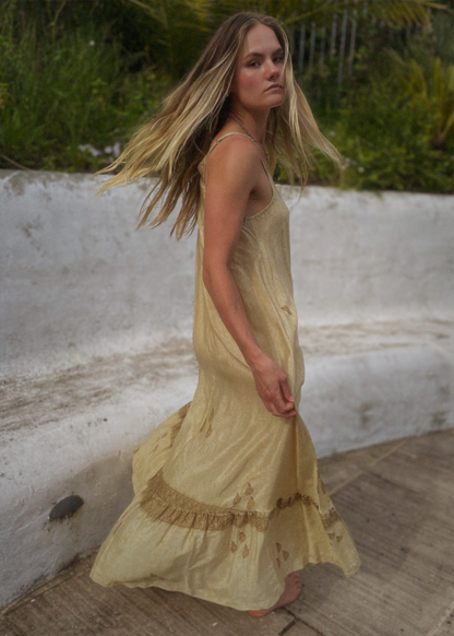 Eustoma Silk Crepe Swing Maxi Dress ~ Alesan S