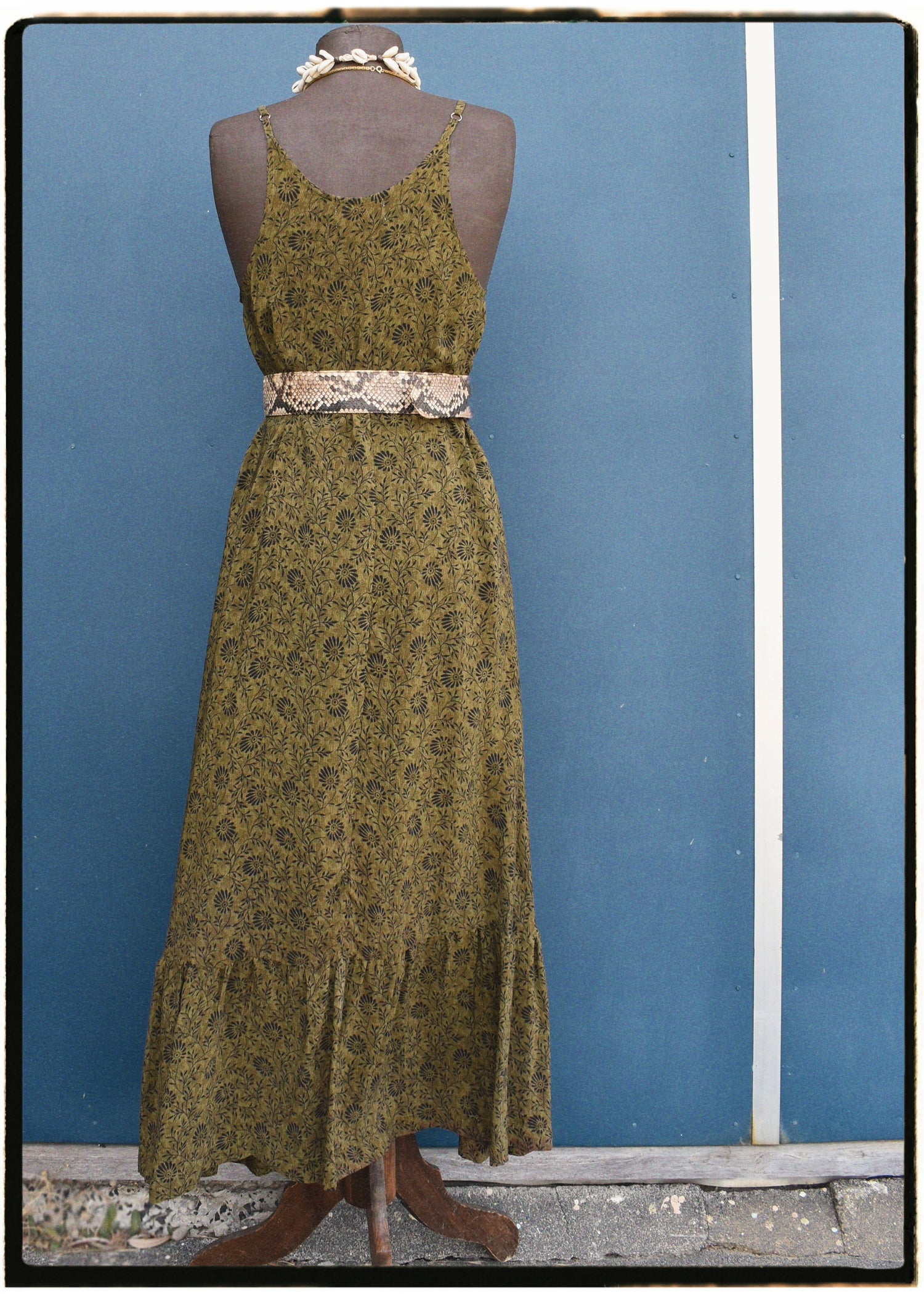 Eustoma Silk Crepe Swing Maxi Dress ~ Duffel L