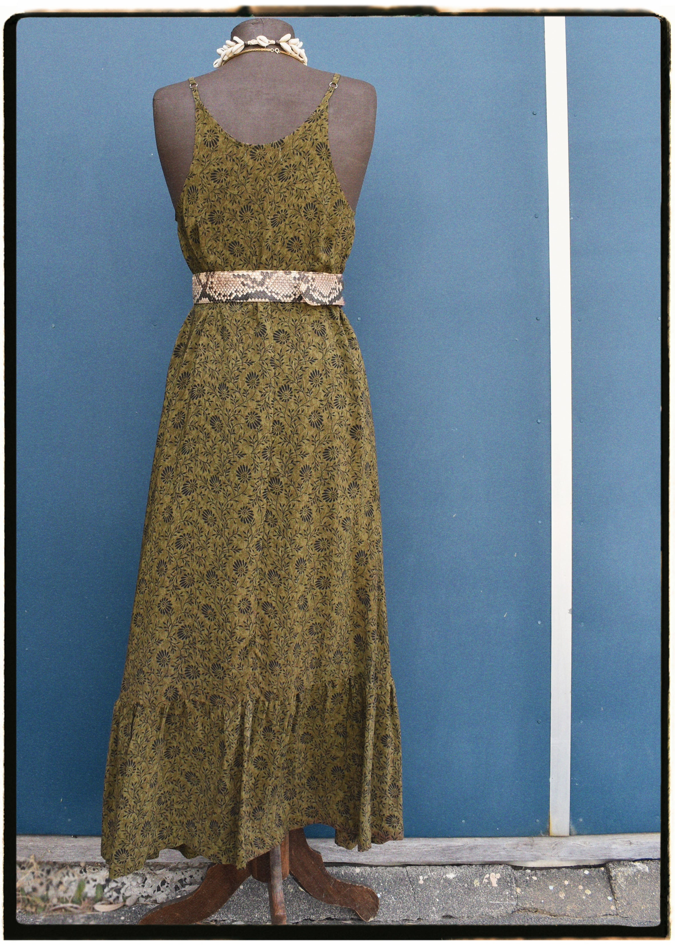 Eustoma Silk Crepe Swing Maxi Dress ~ Duffel L