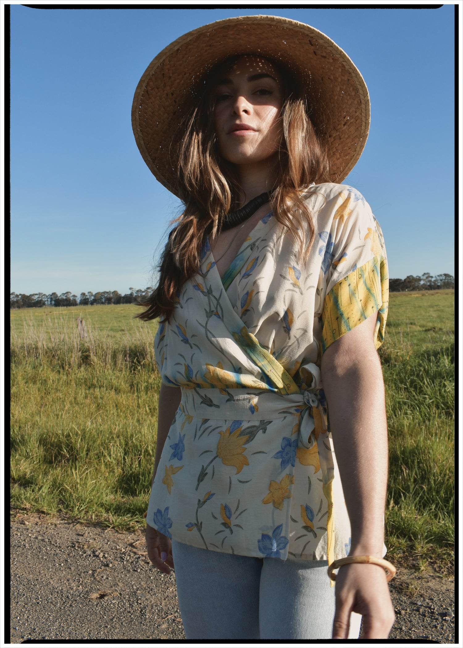 Bassia Silk Crepe Cross Tie Front Blouse ~ Daffodil L