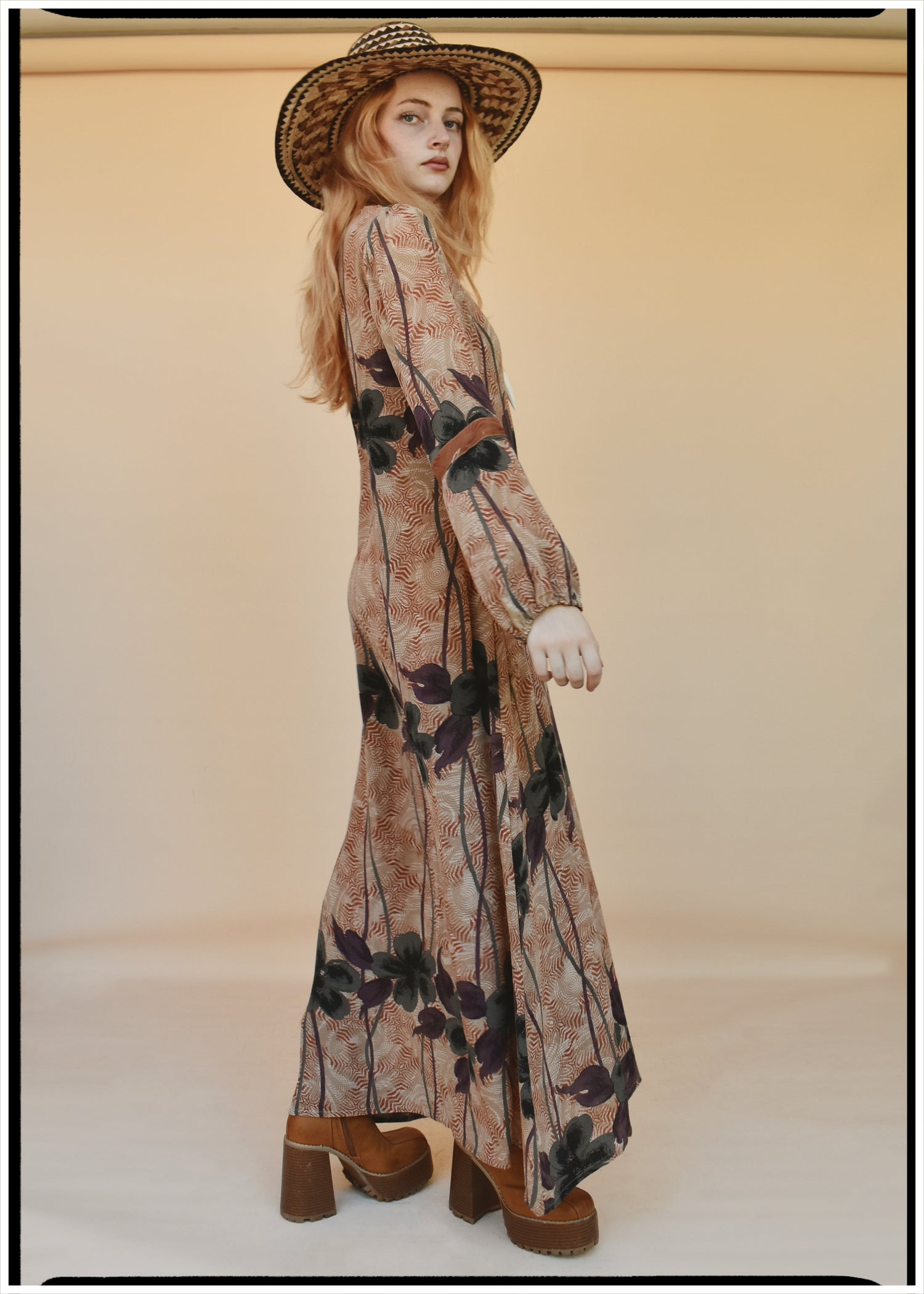 Zea Silk Crepe Kaftan Maxi Dress ~  Sequoia XS