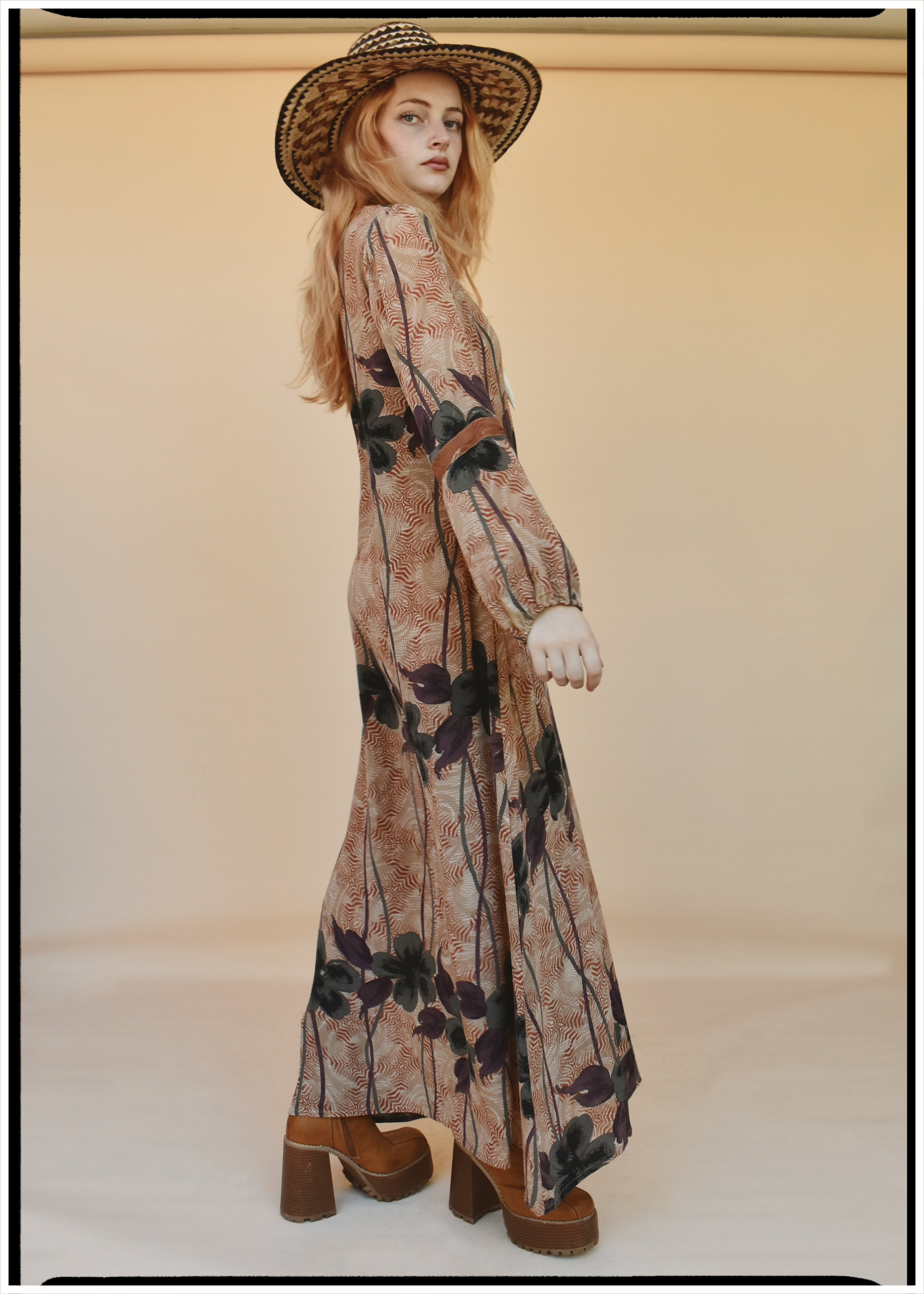 Zea Silk Crepe Kaftan Maxi Dress ~  Sequoia XS