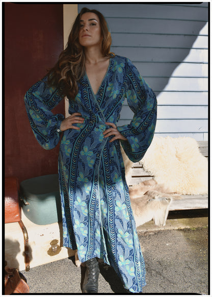 Caladium Silk Wrap Dress ~ Brook XS