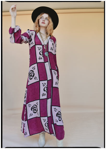Zea Silk Crepe Kaftan Maxi Dress ~  Rapture XS