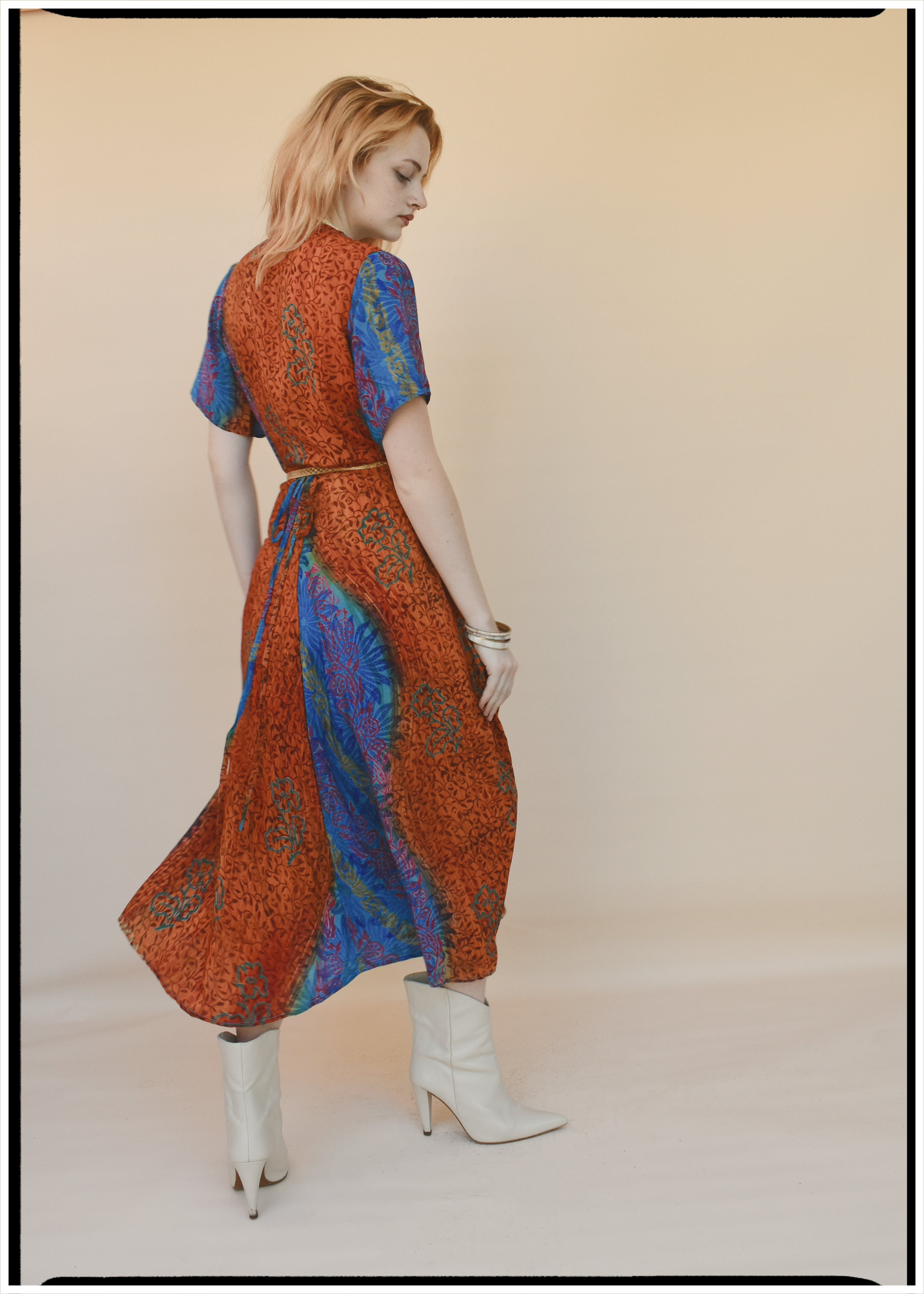 Liatris Silk Crepe Flutter Sleeve Wrap Dress ~ Lantana M