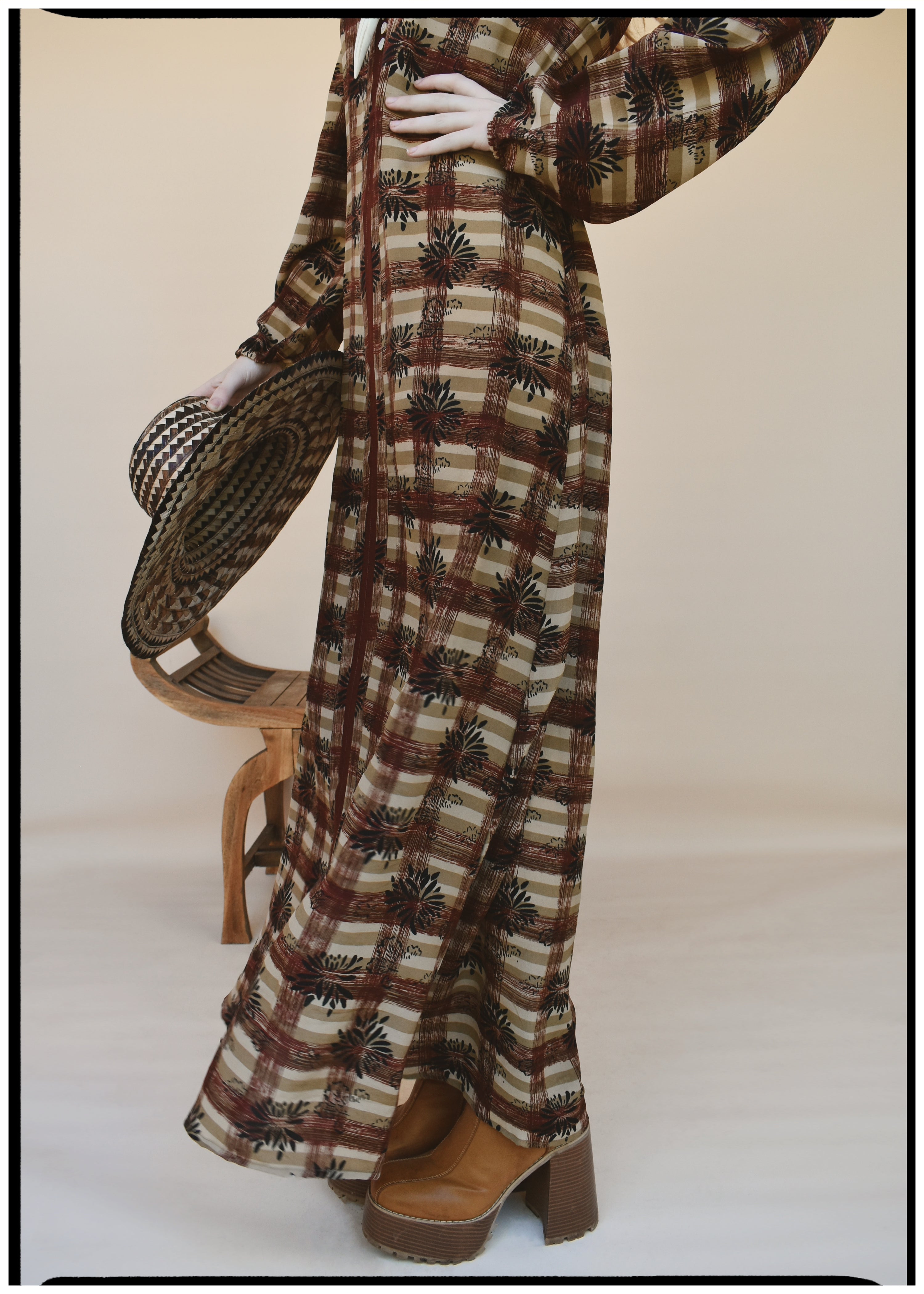 Zea Silk Crepe Kaftan Maxi Dress ~  Auburn XS