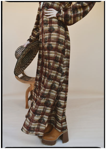 Zea Silk Crepe Kaftan Maxi Dress ~  Auburn XS