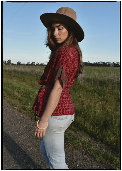 Bassia Silk Crepe Cross Tie Front Blouse ~ Georgia L