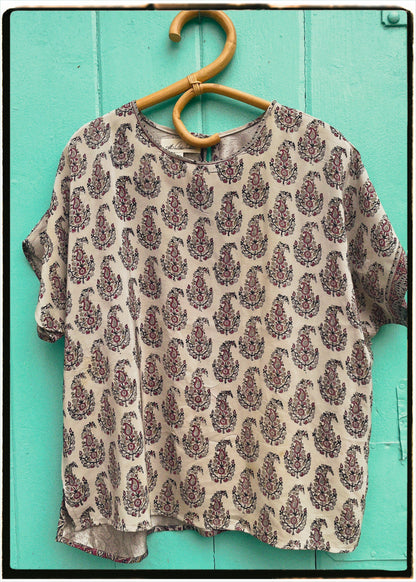 Viola Silk Crepe T-Shirt ~ Slate XL