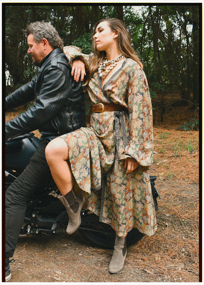 Caladium Wrap Silk Dress ~ Myristica XL