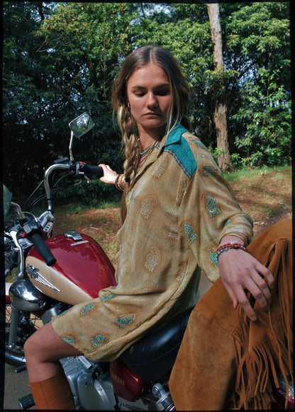 Astralagus Silk Crepe Oversized Shirt ~ Overland
