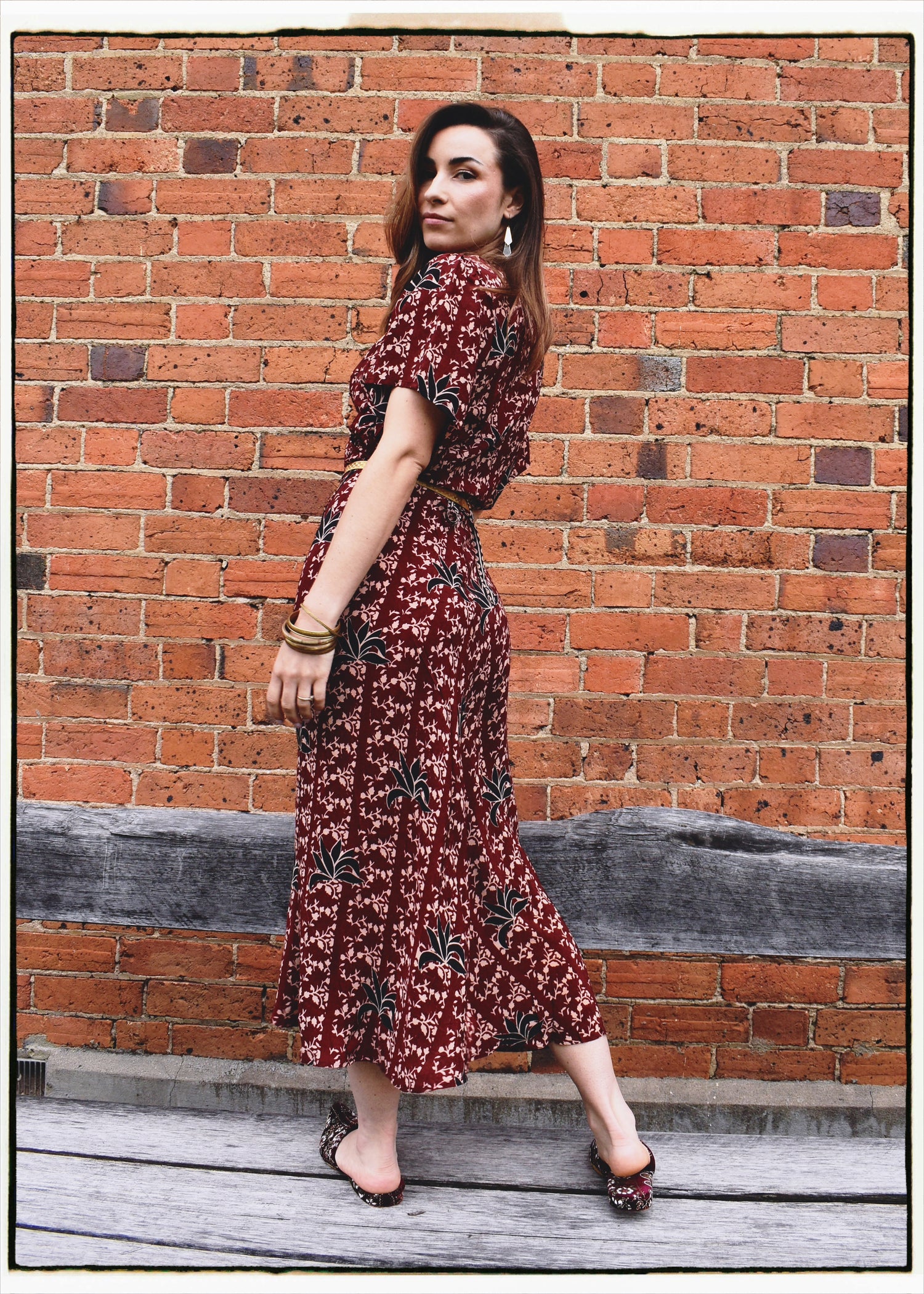 Liatris Silk Crepe Flutter Sleeve Wrap Dress ~ Cambridge L