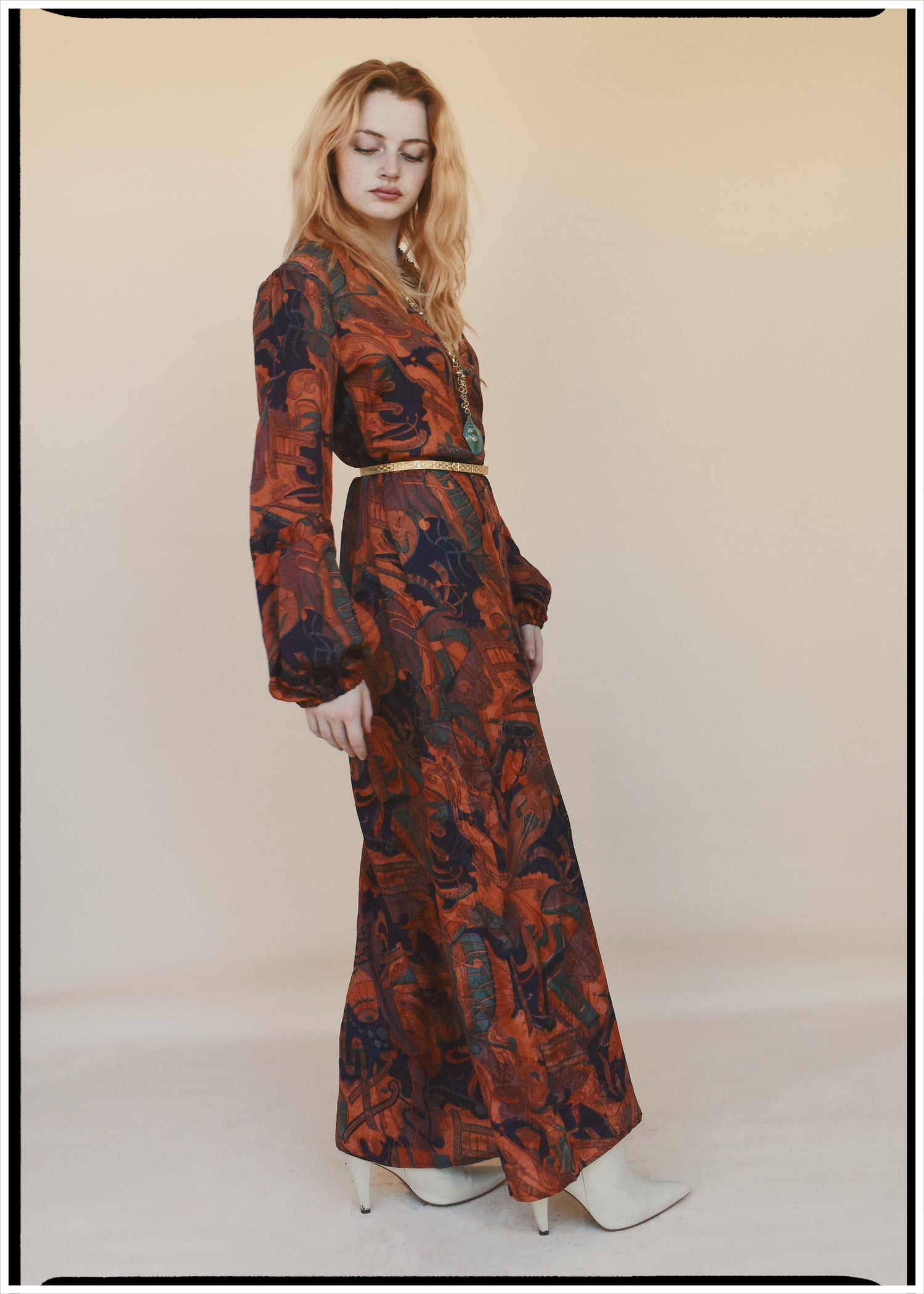 Zea Silk Crepe Kaftan Maxi Dress ~  Hawthorne XS