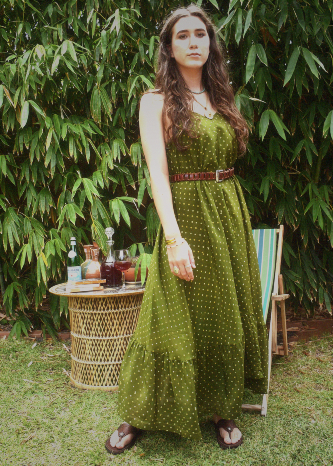 Eustoma Silk Crepe Swing Maxi Dress ~ Courtyard XL